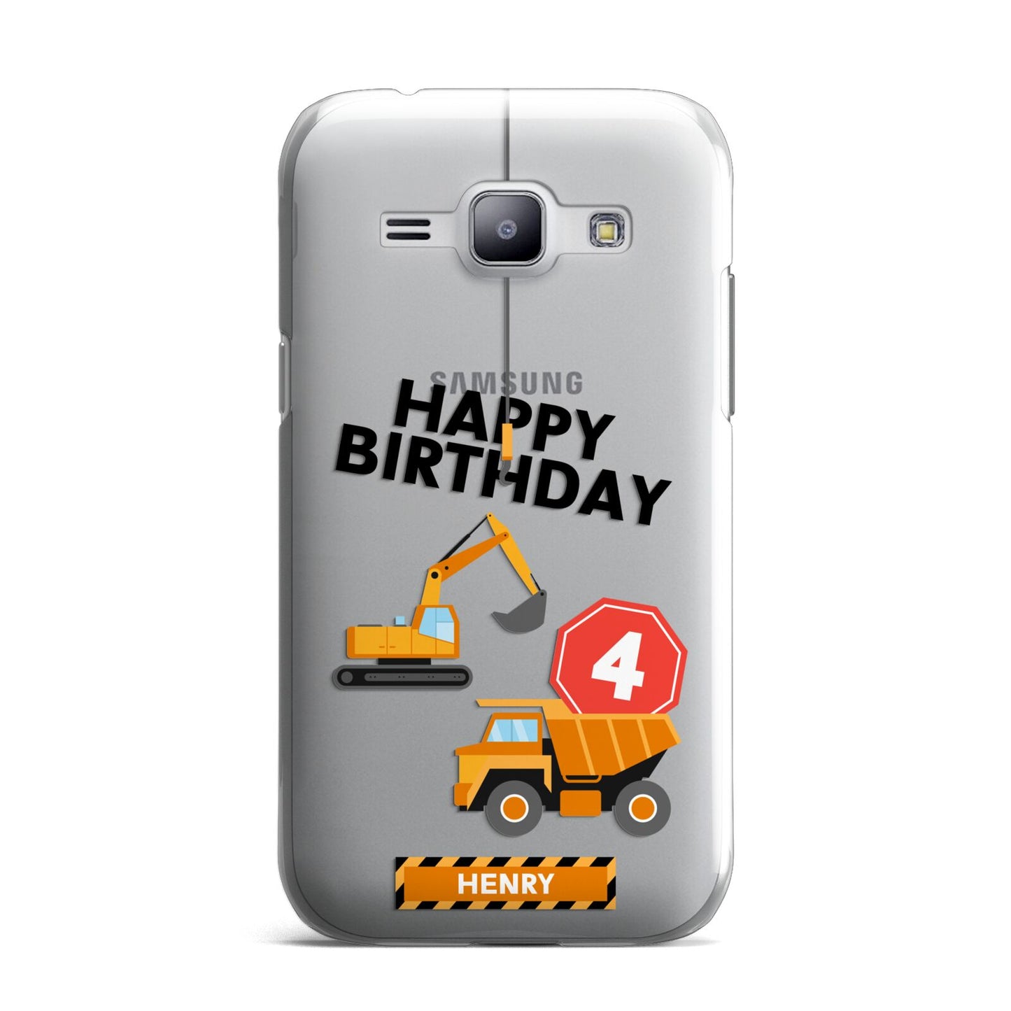 Boys Birthday Diggers Personalised Samsung Galaxy J1 2015 Case