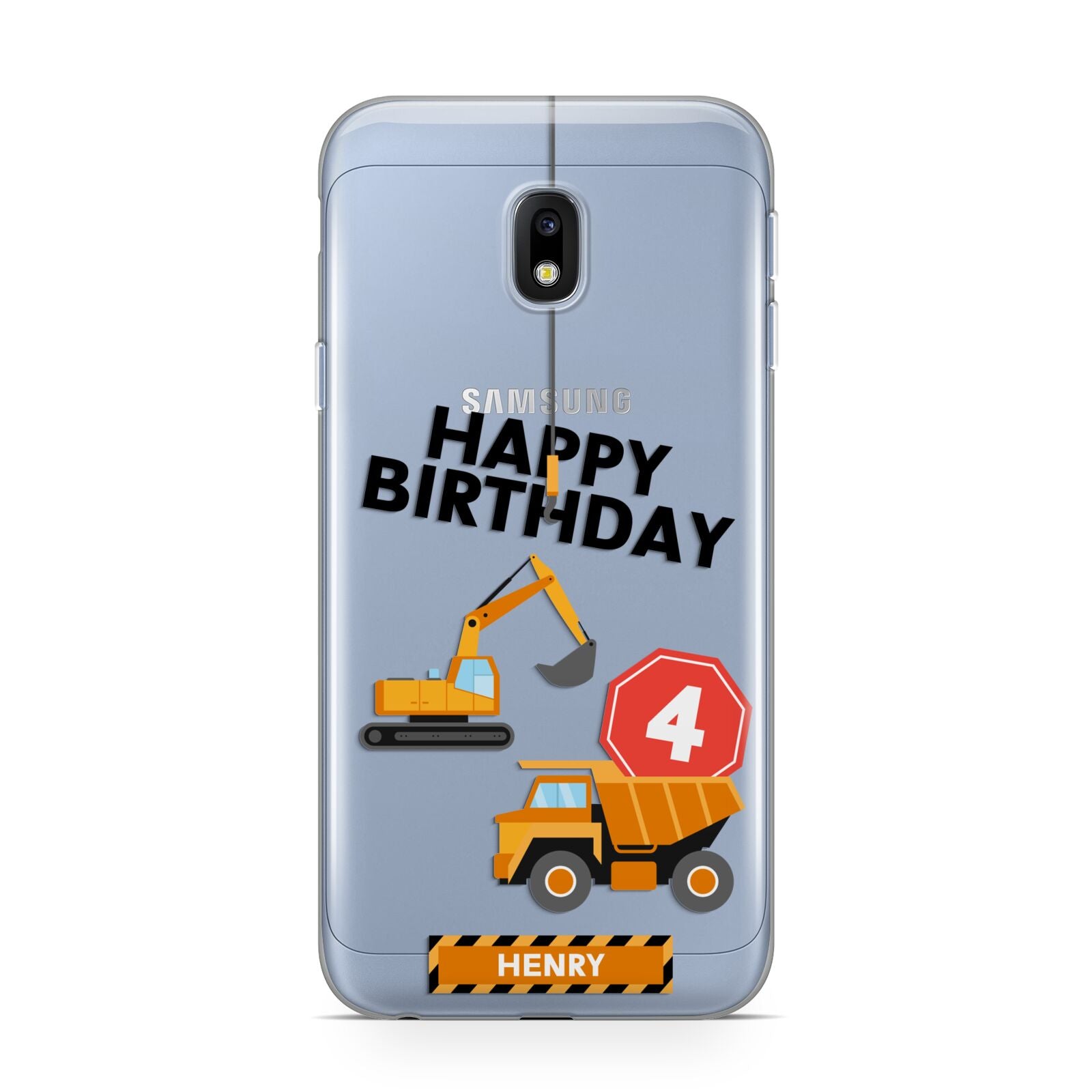 Boys Birthday Diggers Personalised Samsung Galaxy J3 2017 Case