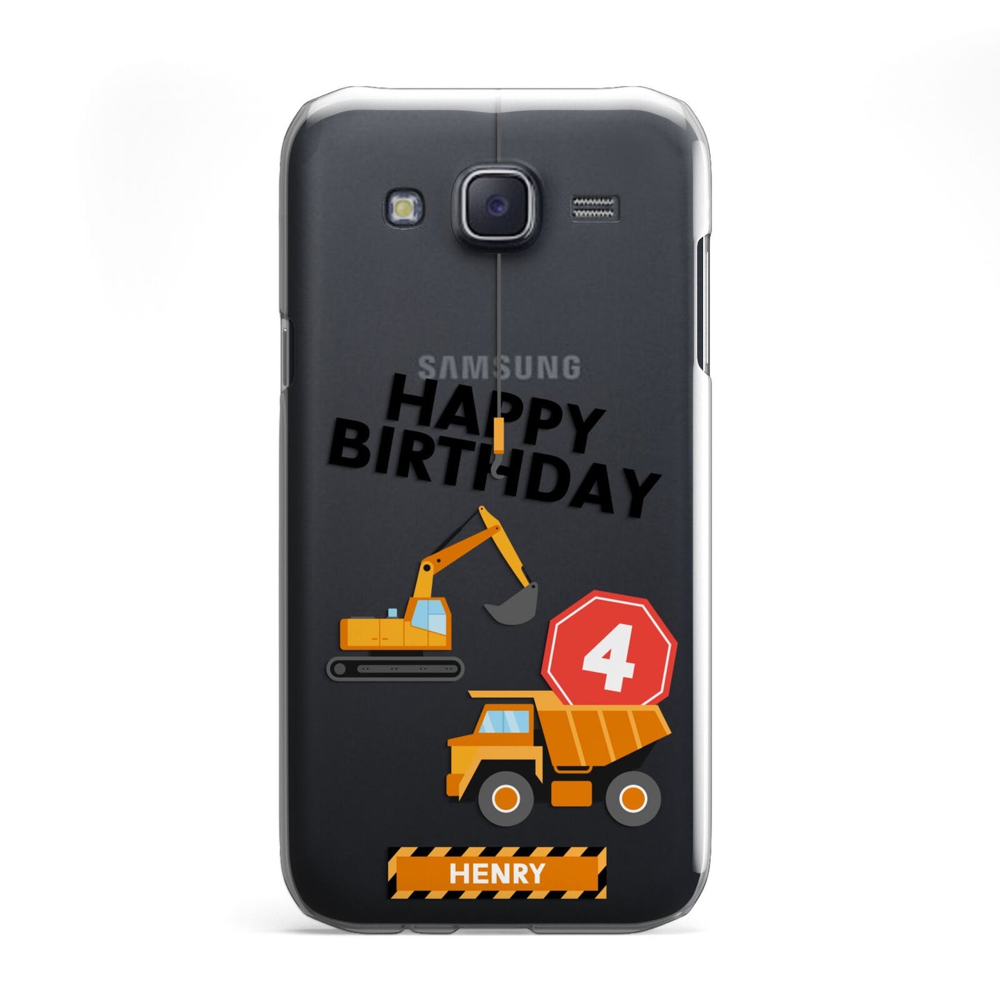 Boys Birthday Diggers Personalised Samsung Galaxy J5 Case