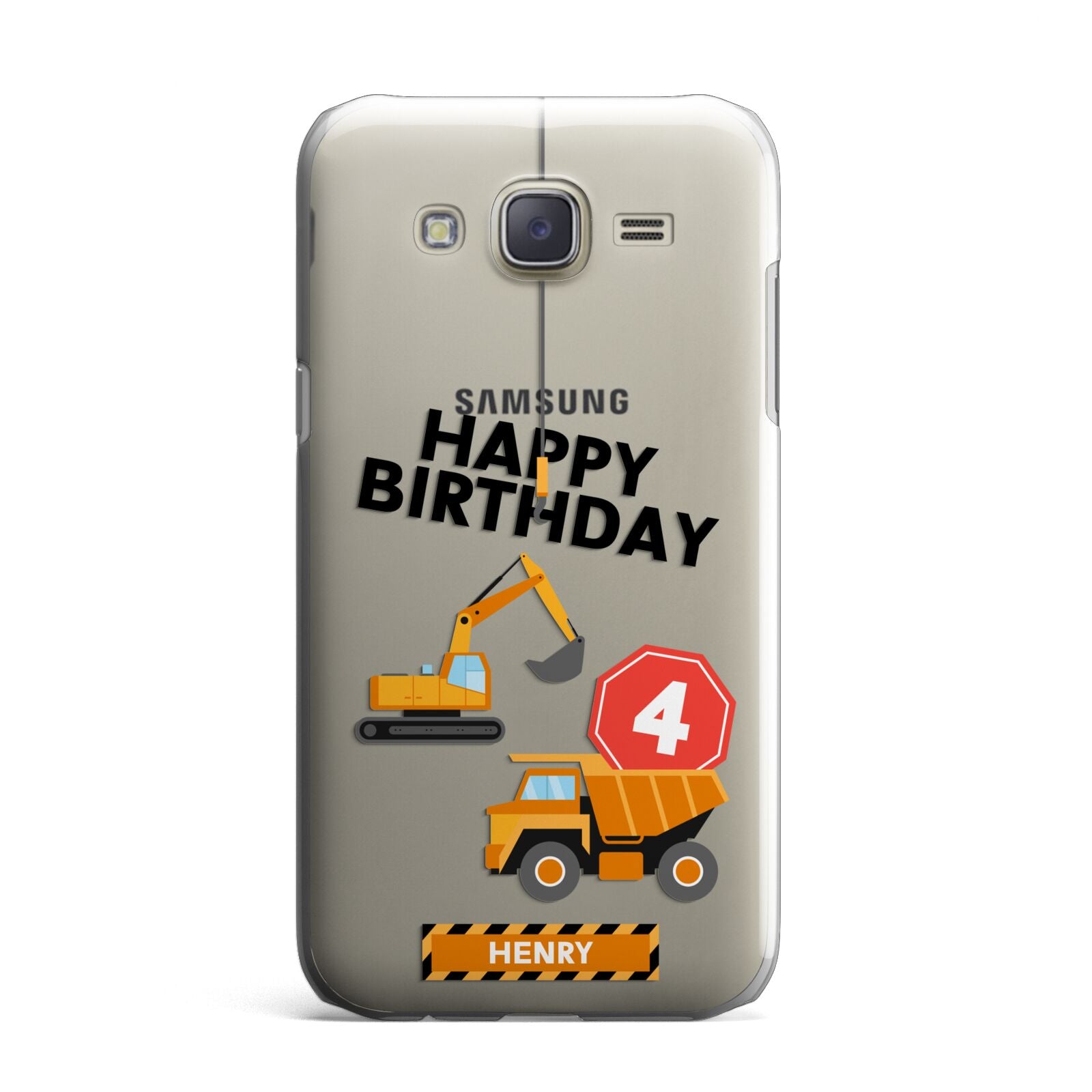 Boys Birthday Diggers Personalised Samsung Galaxy J7 Case