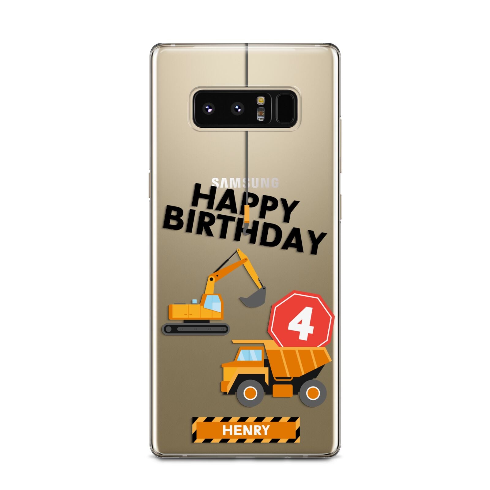 Boys Birthday Diggers Personalised Samsung Galaxy Note 8 Case