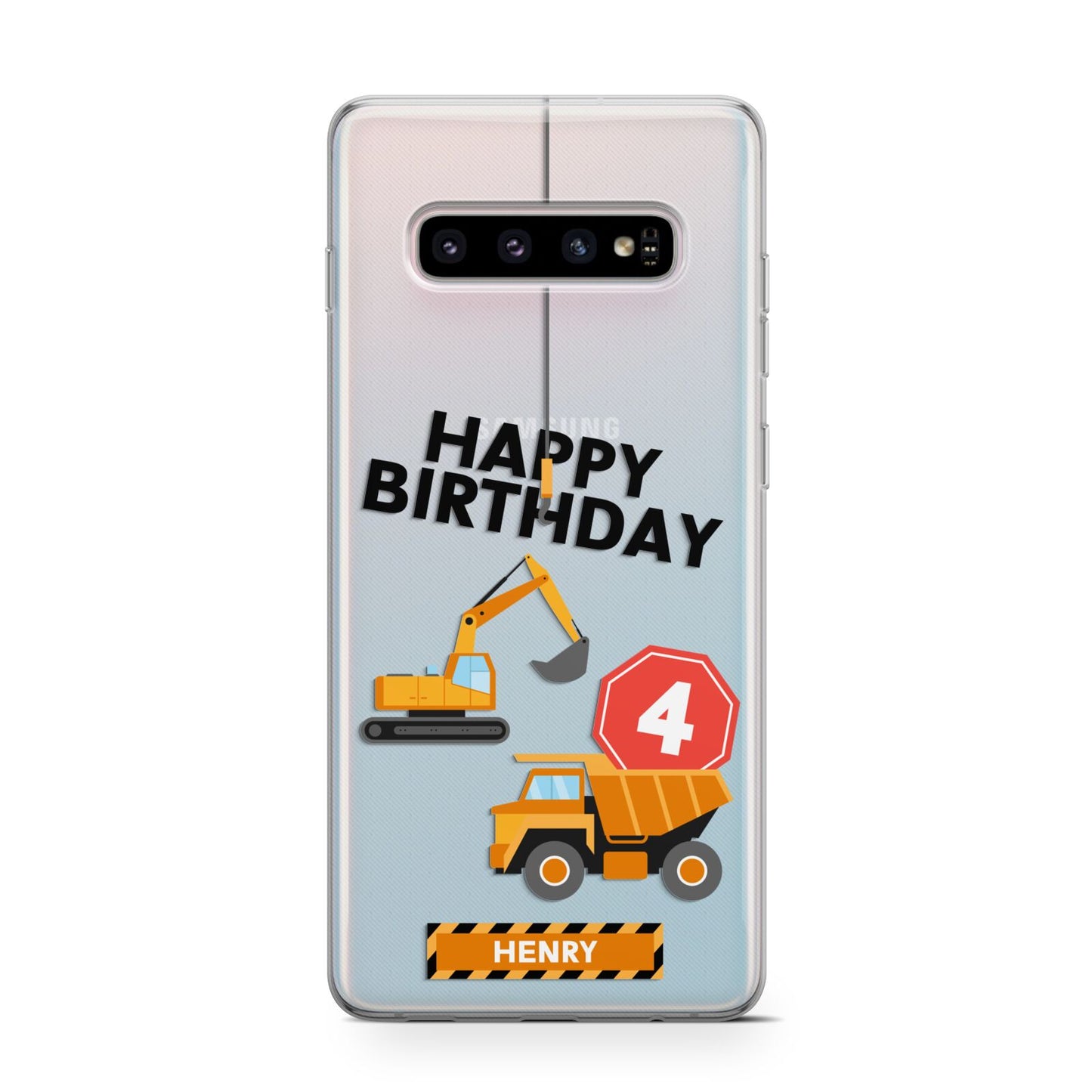 Boys Birthday Diggers Personalised Samsung Galaxy S10 Case