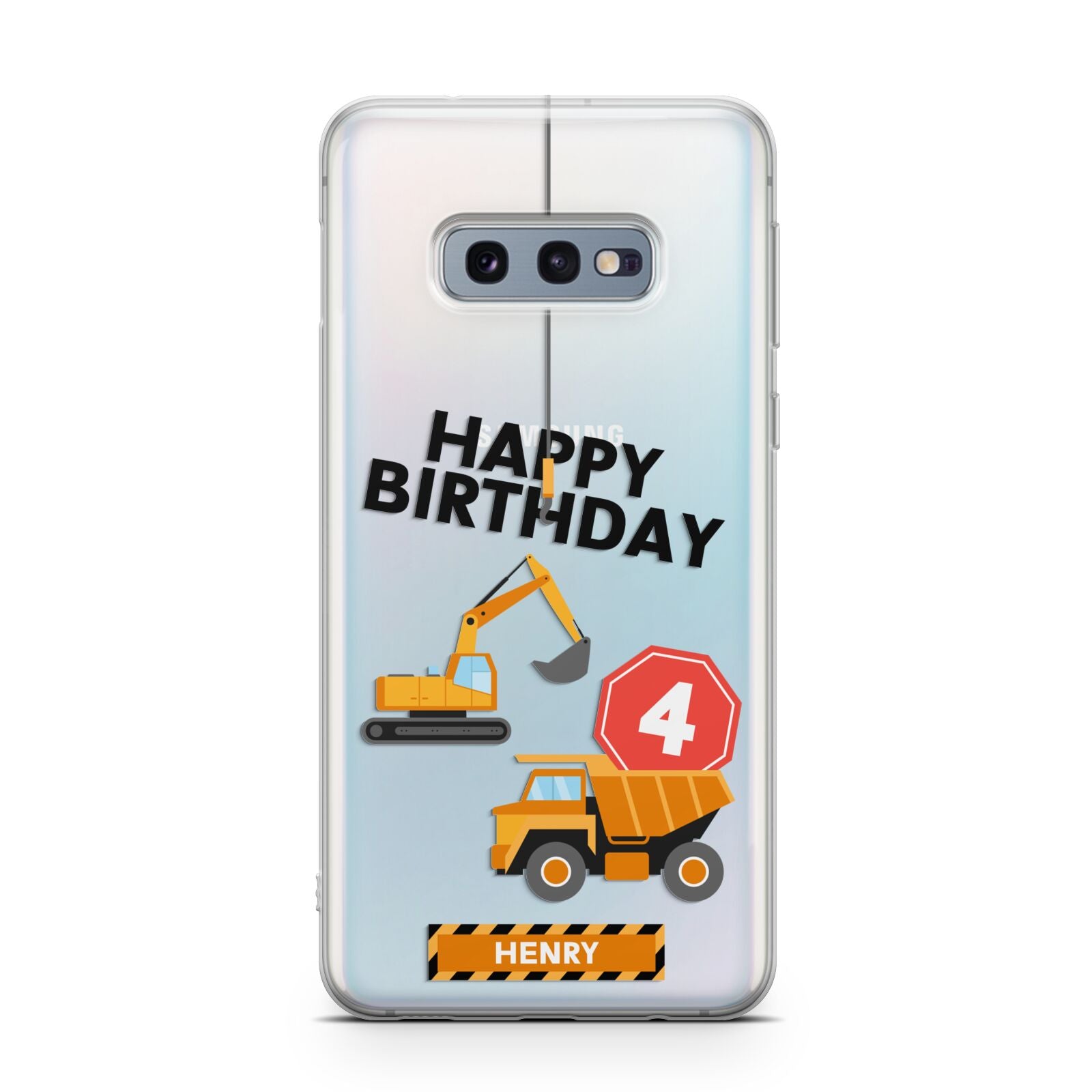 Boys Birthday Diggers Personalised Samsung Galaxy S10E Case