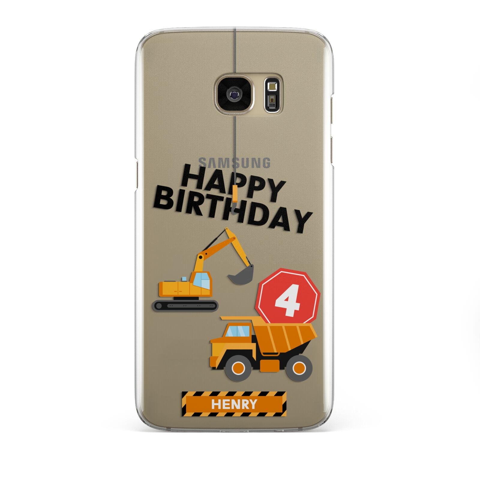 Boys Birthday Diggers Personalised Samsung Galaxy S7 Edge Case