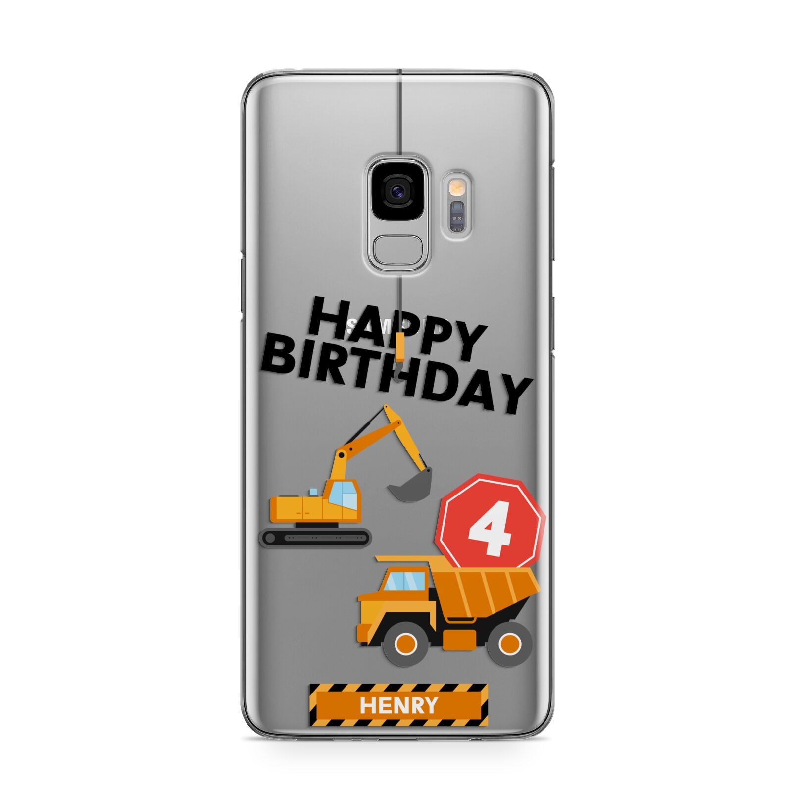 Boys Birthday Diggers Personalised Samsung Galaxy S9 Case