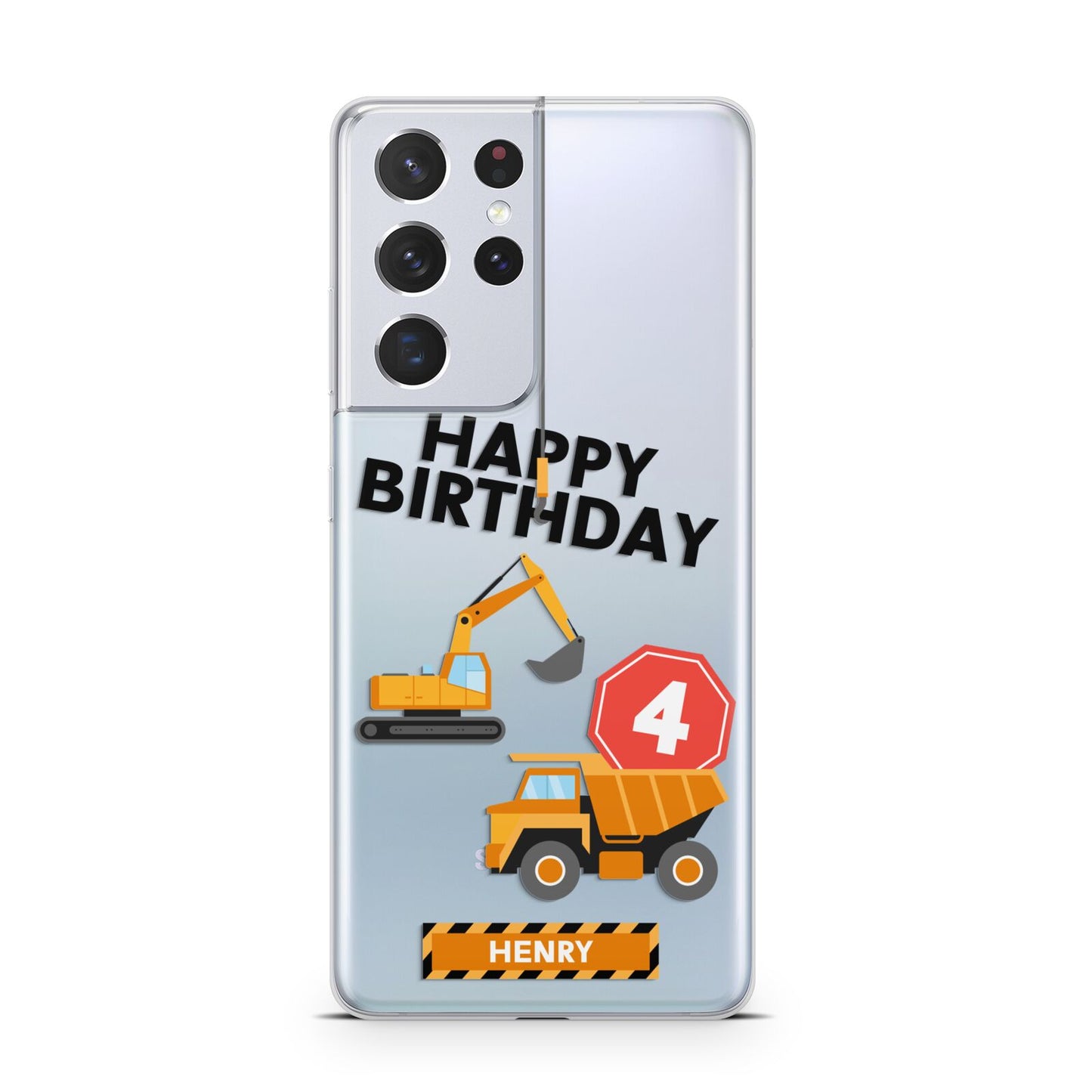 Boys Birthday Diggers Personalised Samsung S21 Ultra Case