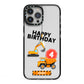 Boys Birthday Diggers Personalised iPhone 13 Pro Max Black Impact Case on Silver phone