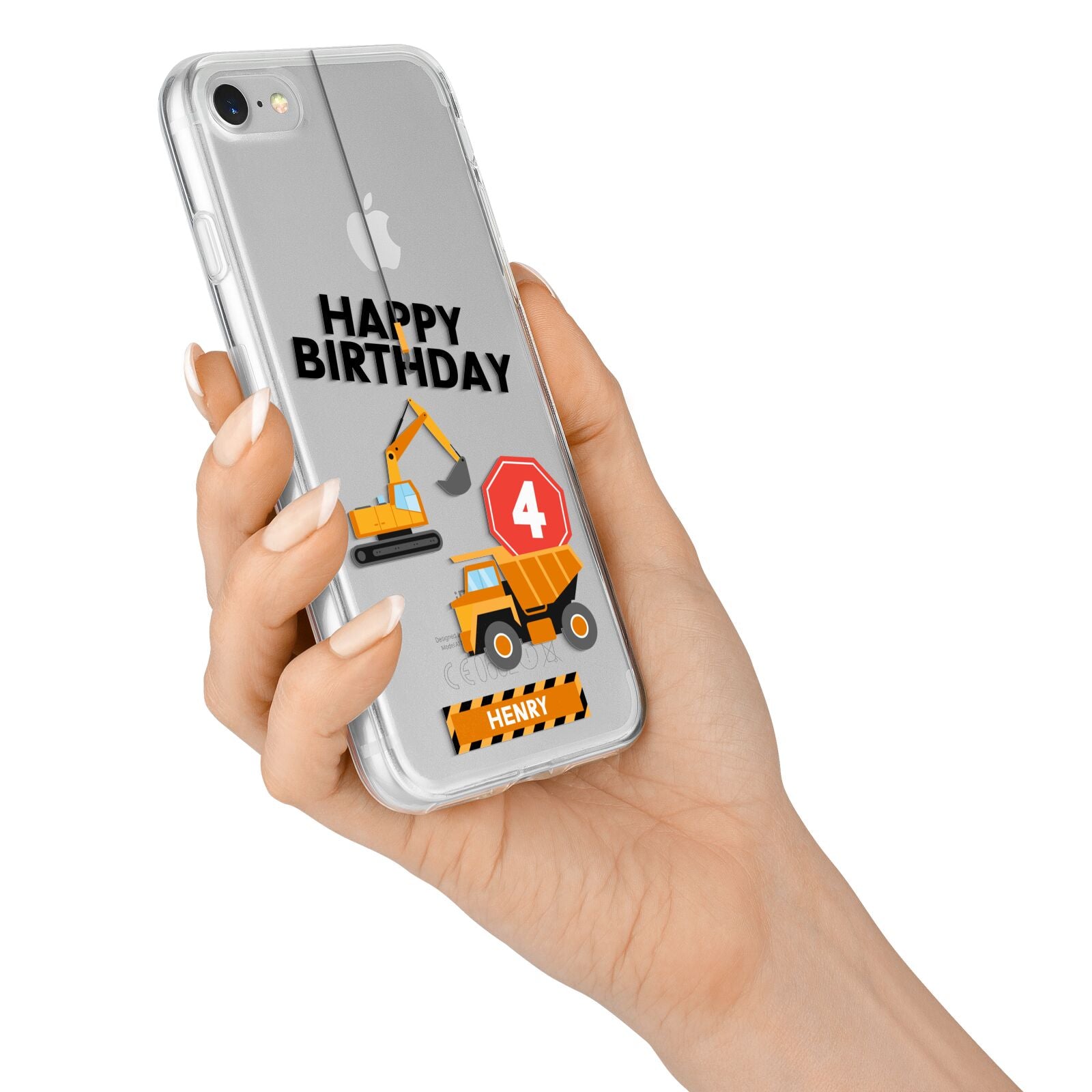 Boys Birthday Diggers Personalised iPhone 7 Bumper Case on Silver iPhone Alternative Image