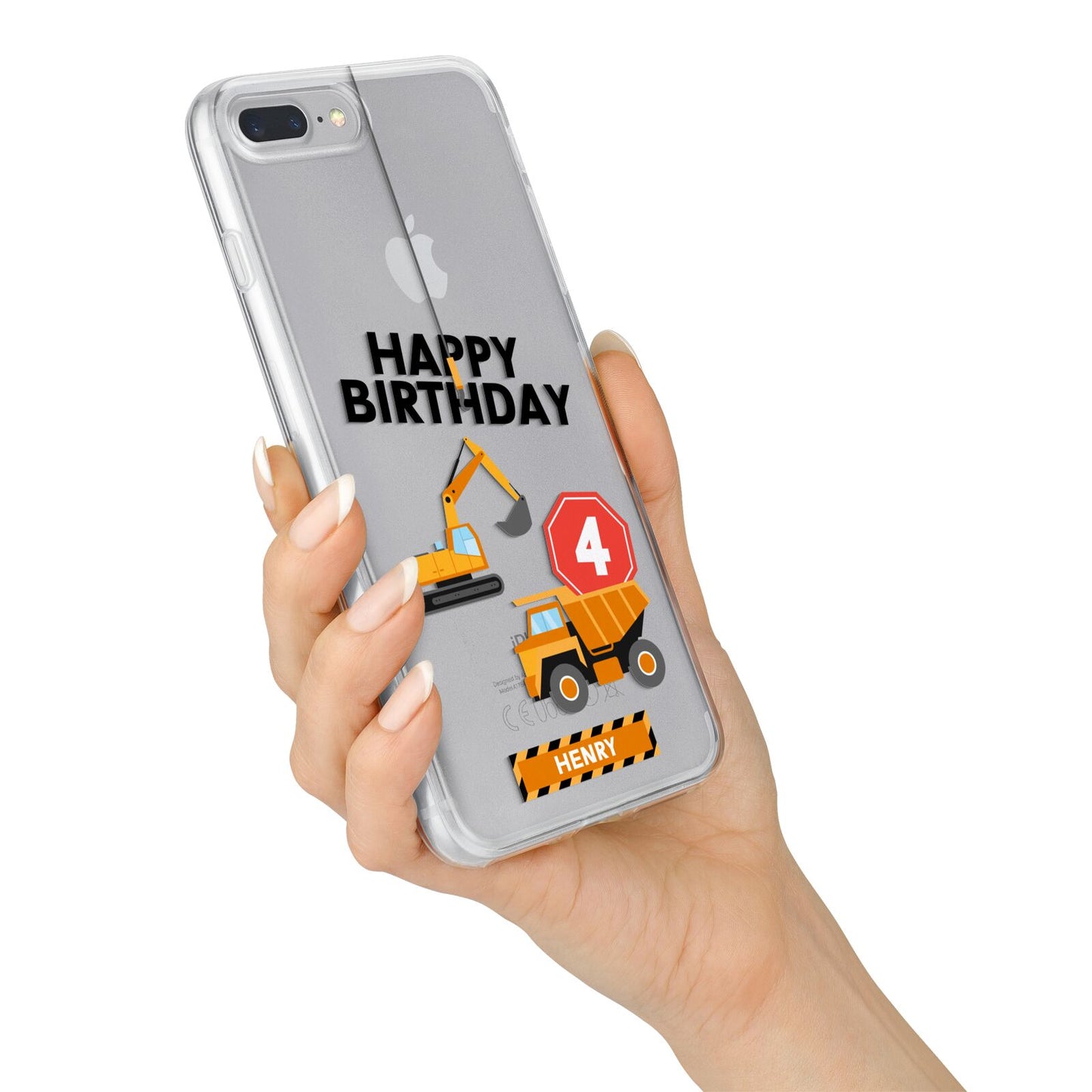 Boys Birthday Diggers Personalised iPhone 7 Plus Bumper Case on Silver iPhone Alternative Image