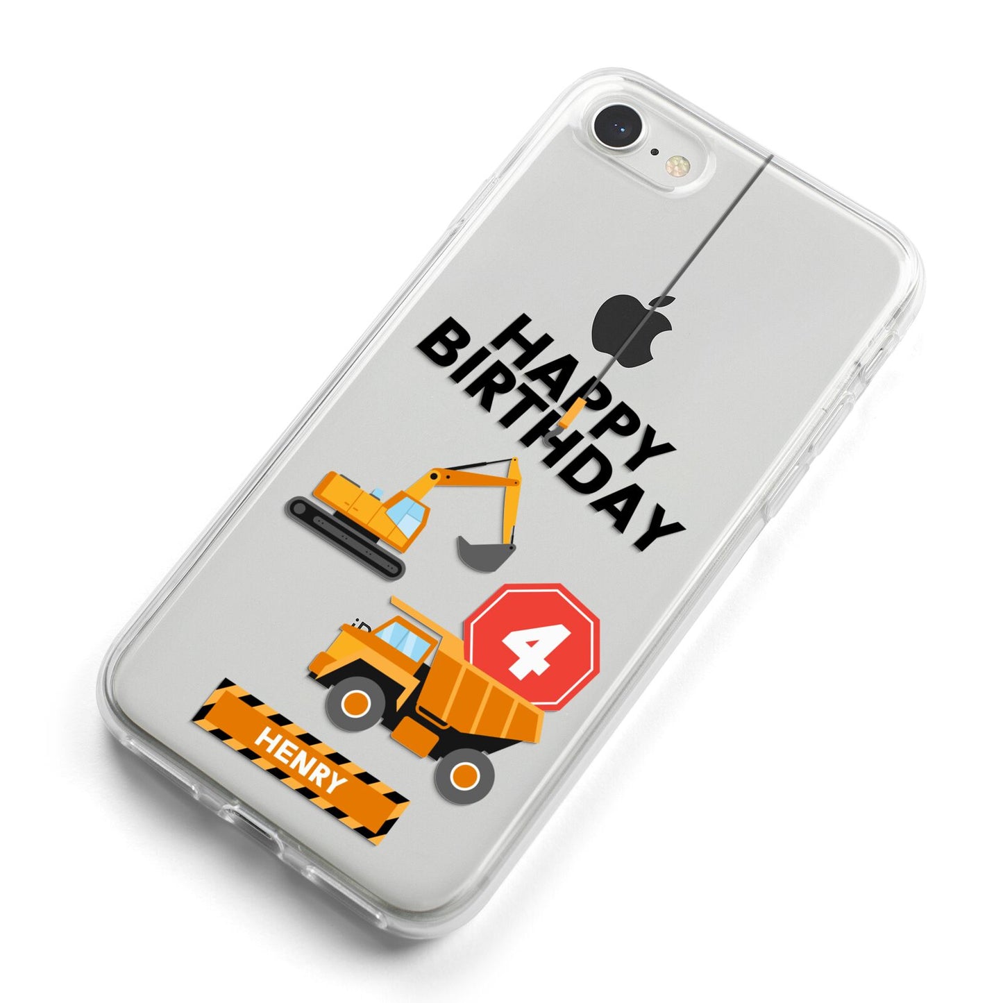 Boys Birthday Diggers Personalised iPhone 8 Bumper Case on Silver iPhone Alternative Image