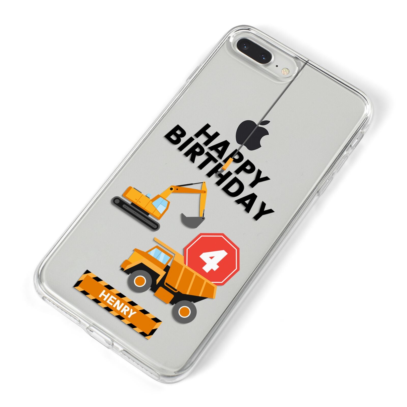Boys Birthday Diggers Personalised iPhone 8 Plus Bumper Case on Silver iPhone Alternative Image