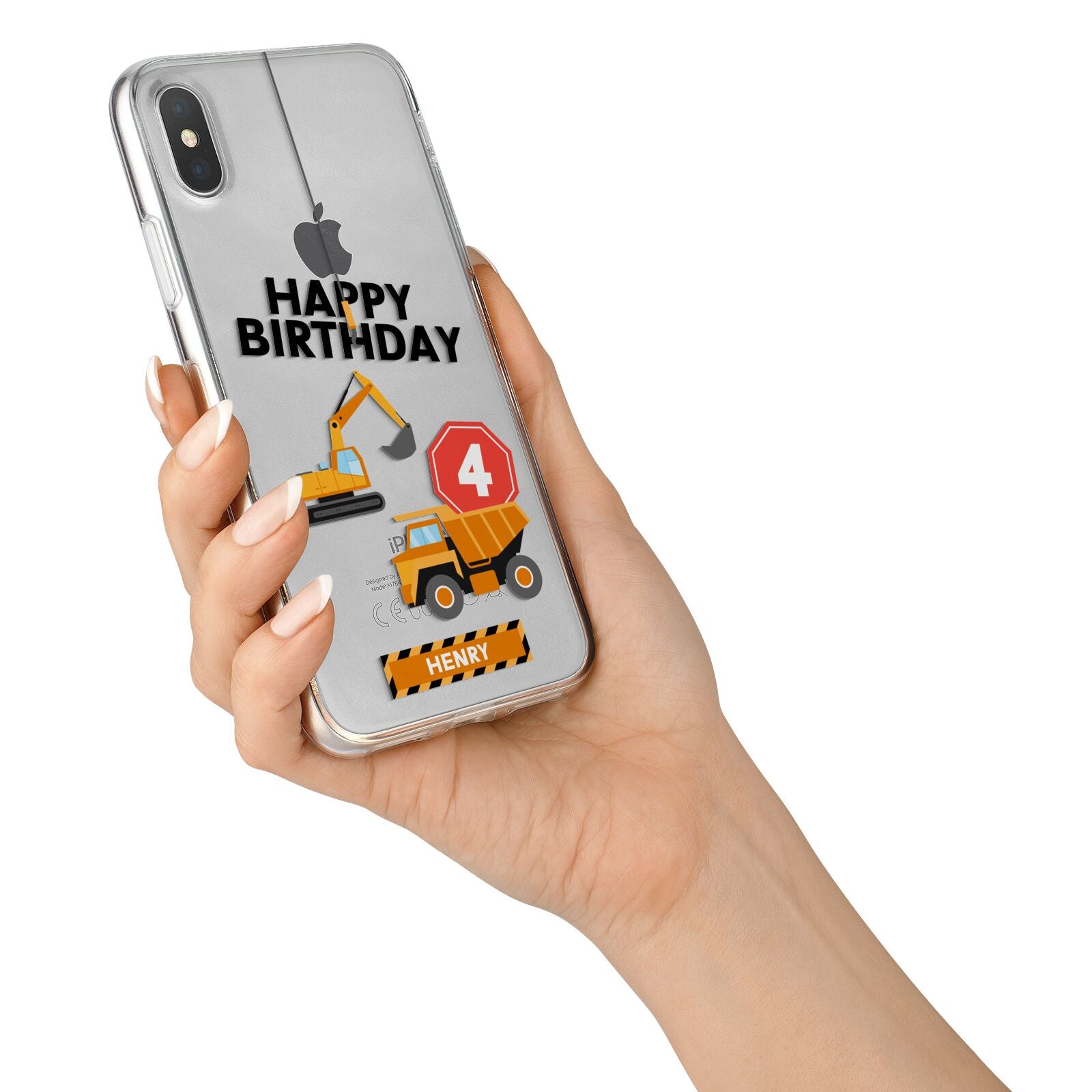Boys Birthday Diggers Personalised iPhone X Bumper Case on Silver iPhone Alternative Image 2