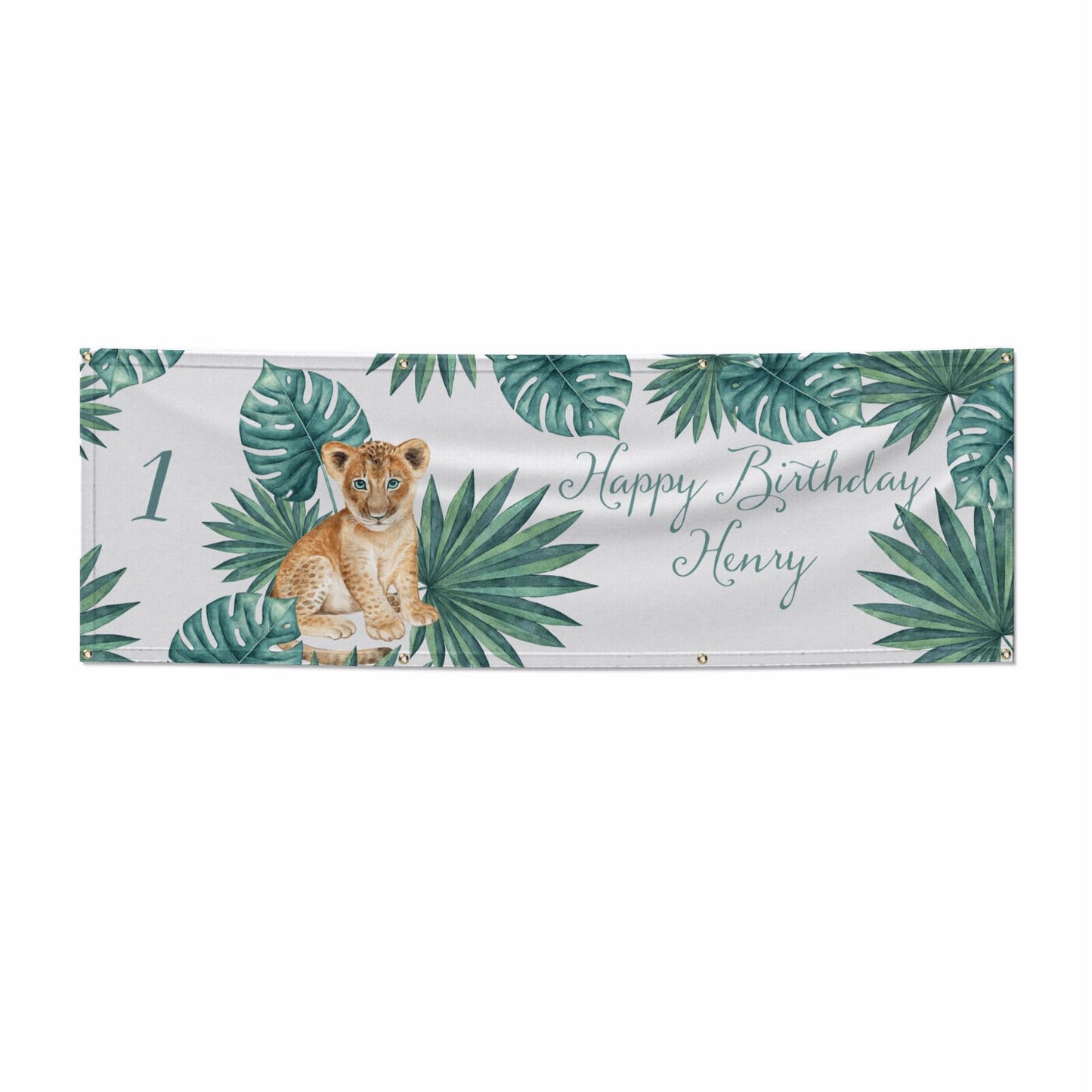 Boys Safari Wildlife Personalised 6x2 Vinly Banner with Grommets