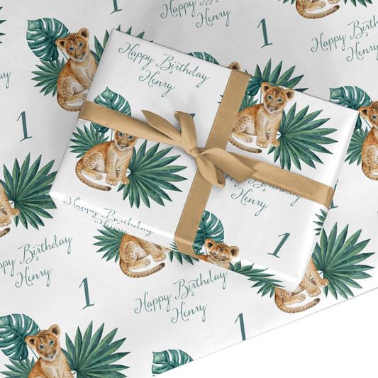 Boys Safari Wildlife Personalised Custom Wrapping Paper