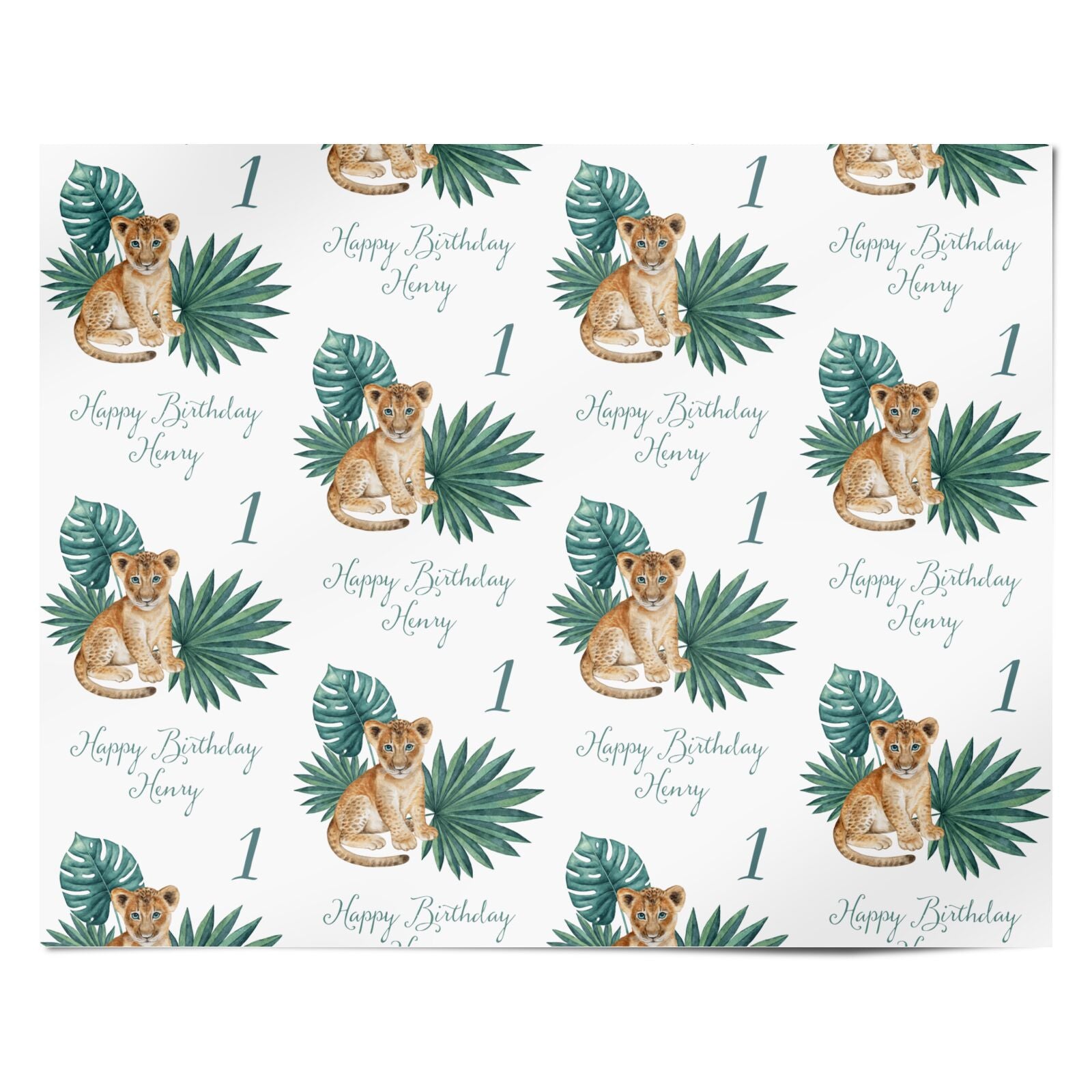 Boys Safari Wildlife Personalised Personalised Wrapping Paper Alternative