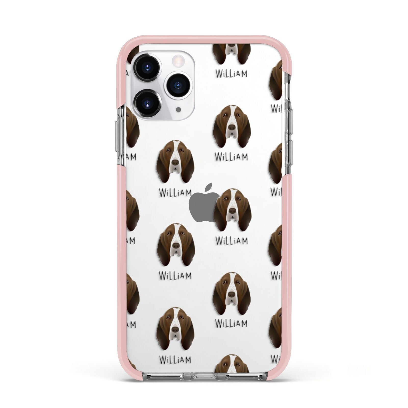 Bracco Italiano Icon with Name Apple iPhone 11 Pro in Silver with Pink Impact Case