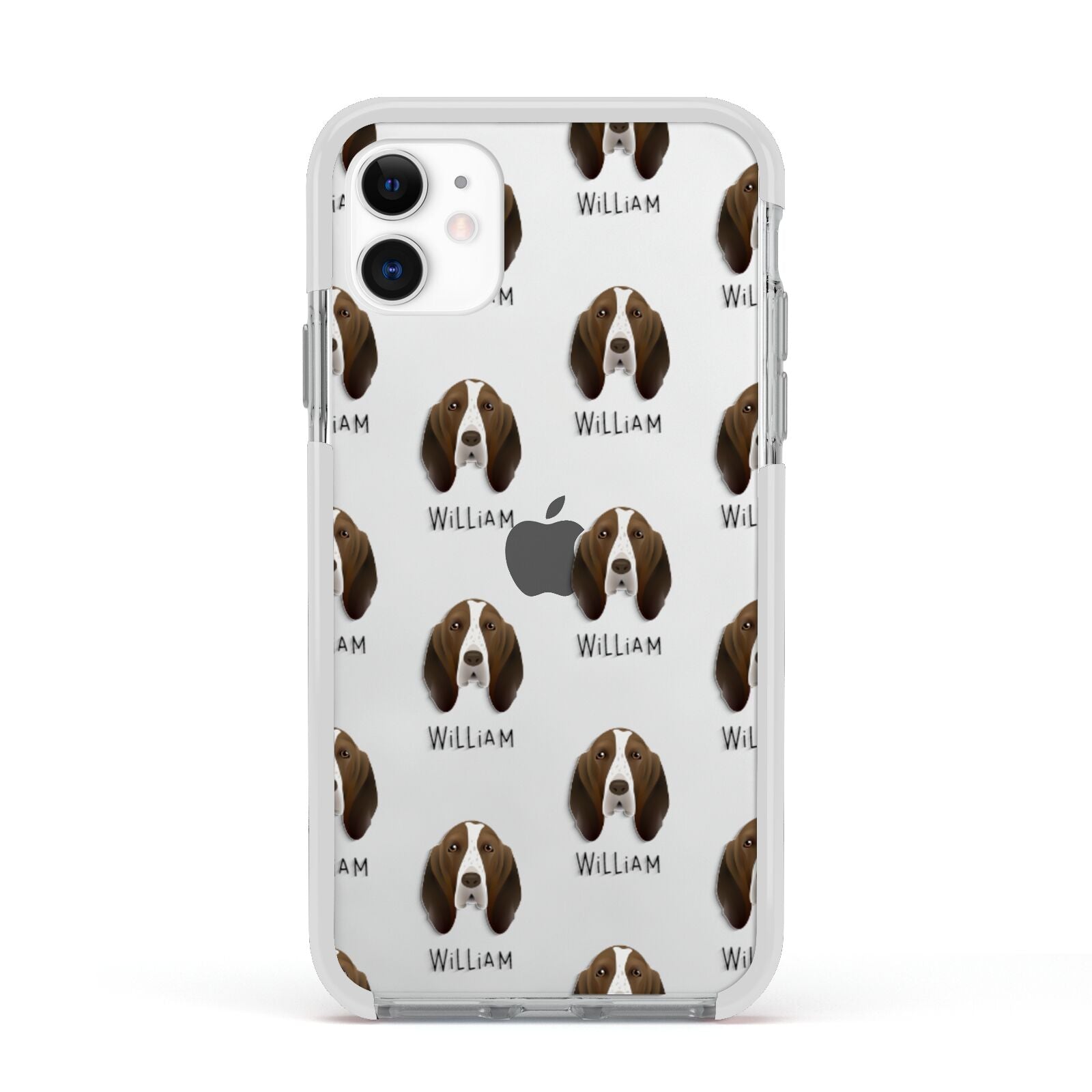 Bracco Italiano Icon with Name Apple iPhone 11 in White with White Impact Case