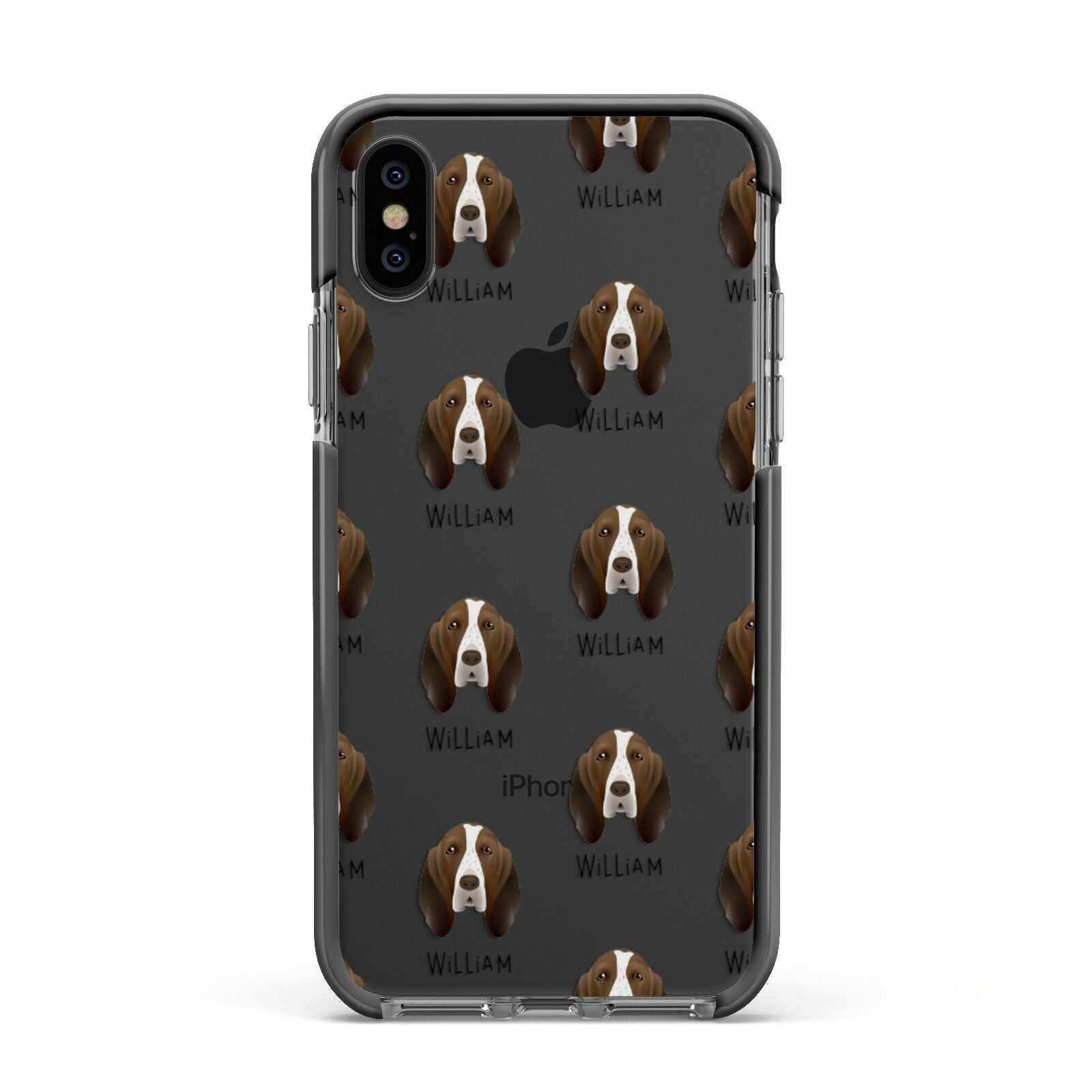 Bracco Italiano Icon with Name Apple iPhone Xs Impact Case Black Edge on Black Phone