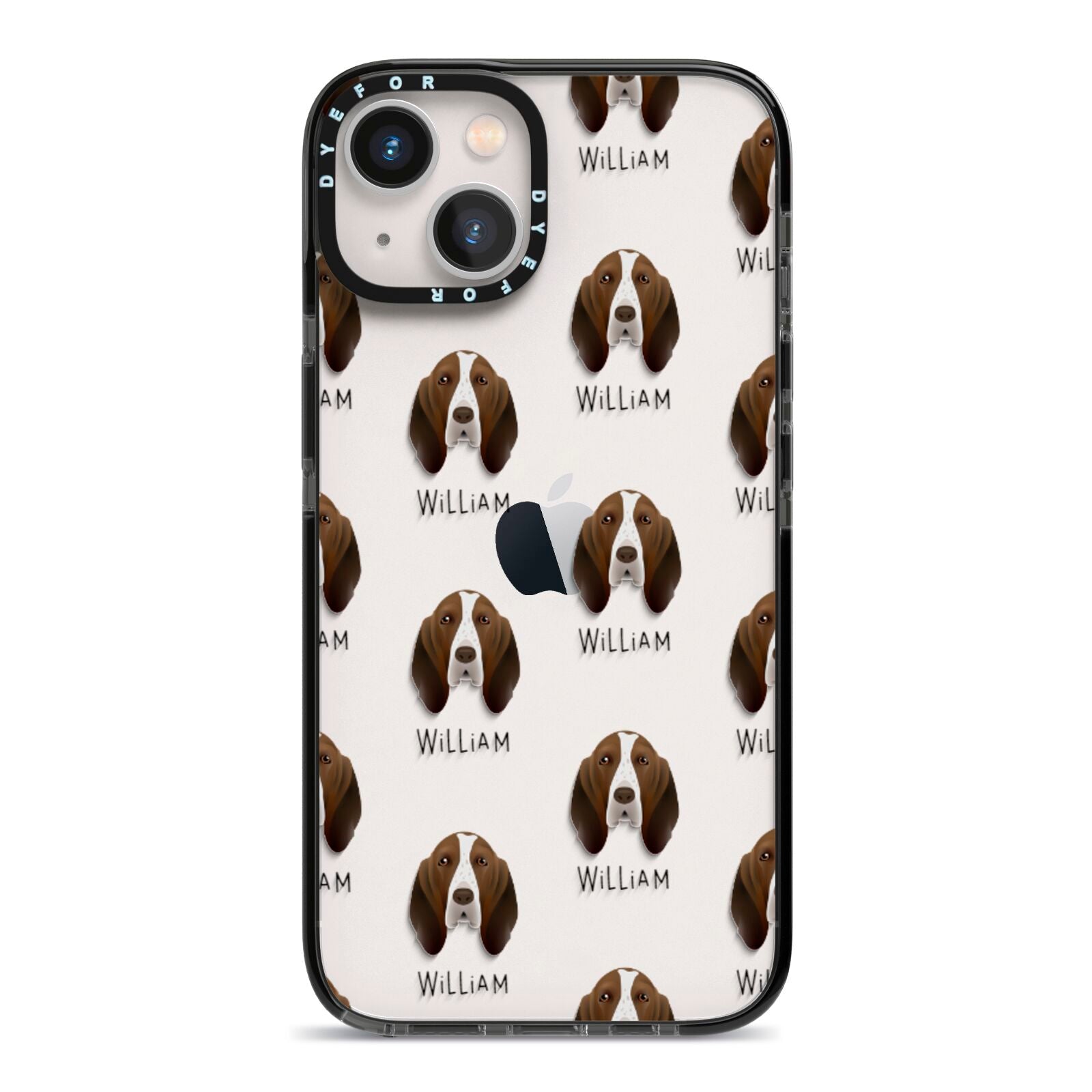 Bracco Italiano Icon with Name iPhone 13 Black Impact Case on Silver phone