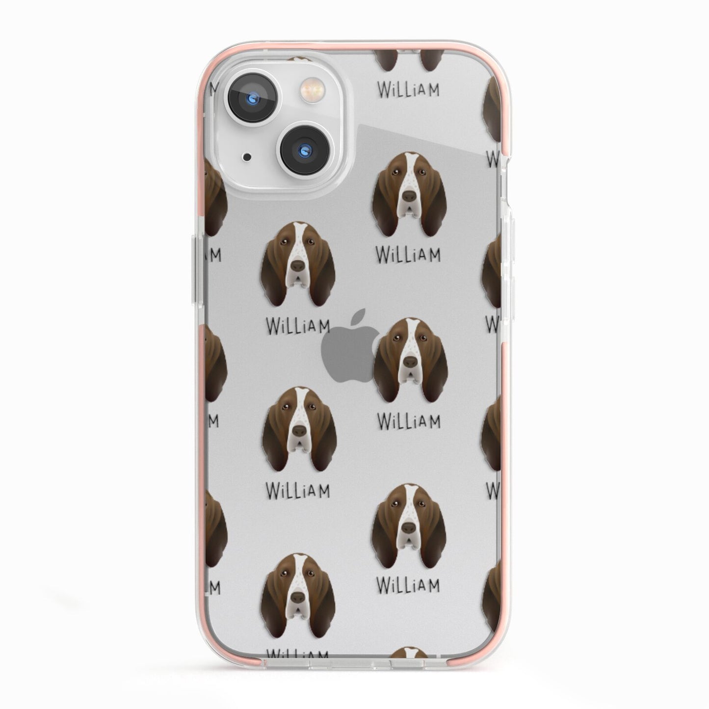 Bracco Italiano Icon with Name iPhone 13 TPU Impact Case with Pink Edges