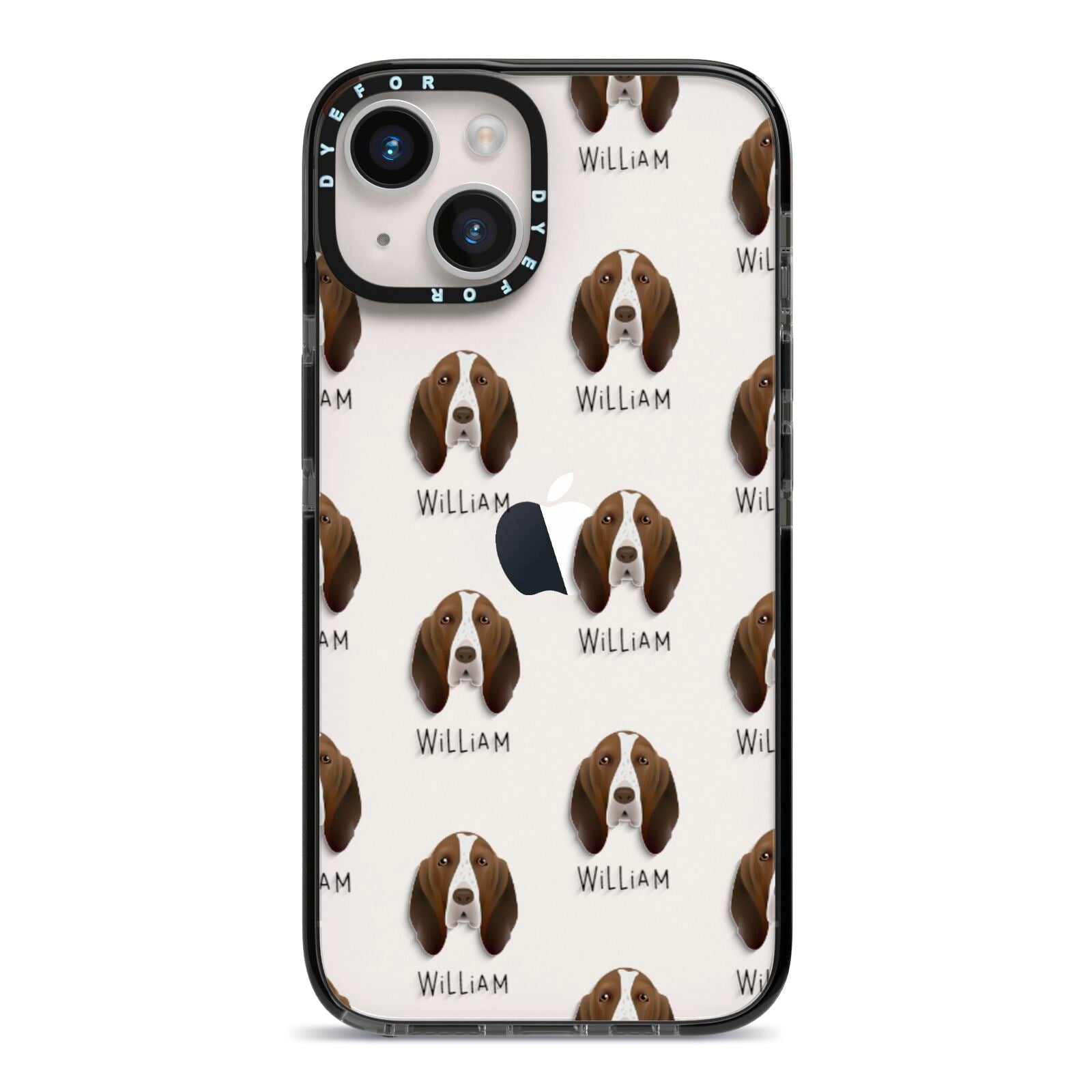 Bracco Italiano Icon with Name iPhone 14 Black Impact Case on Silver phone