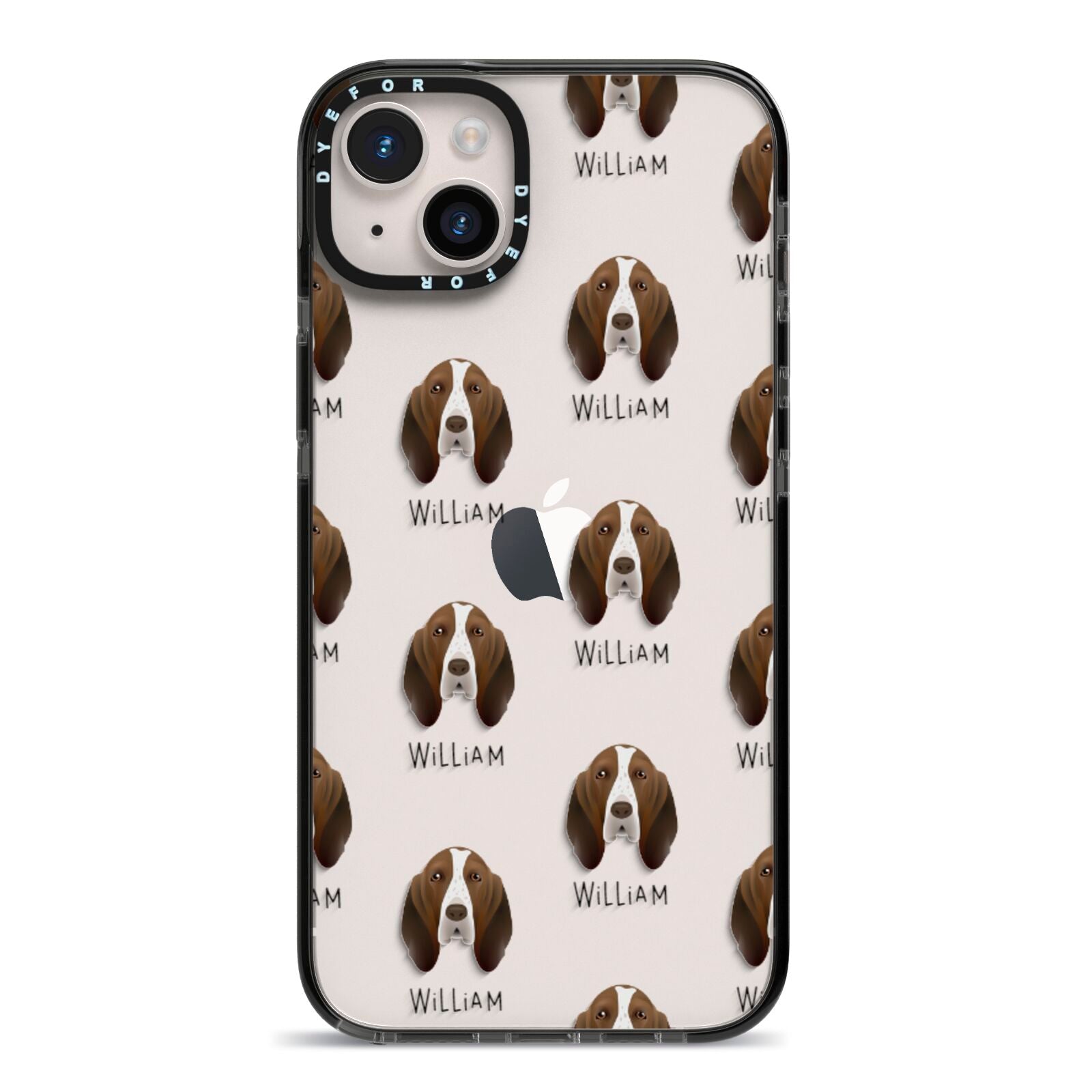 Bracco Italiano Icon with Name iPhone 14 Plus Black Impact Case on Silver phone
