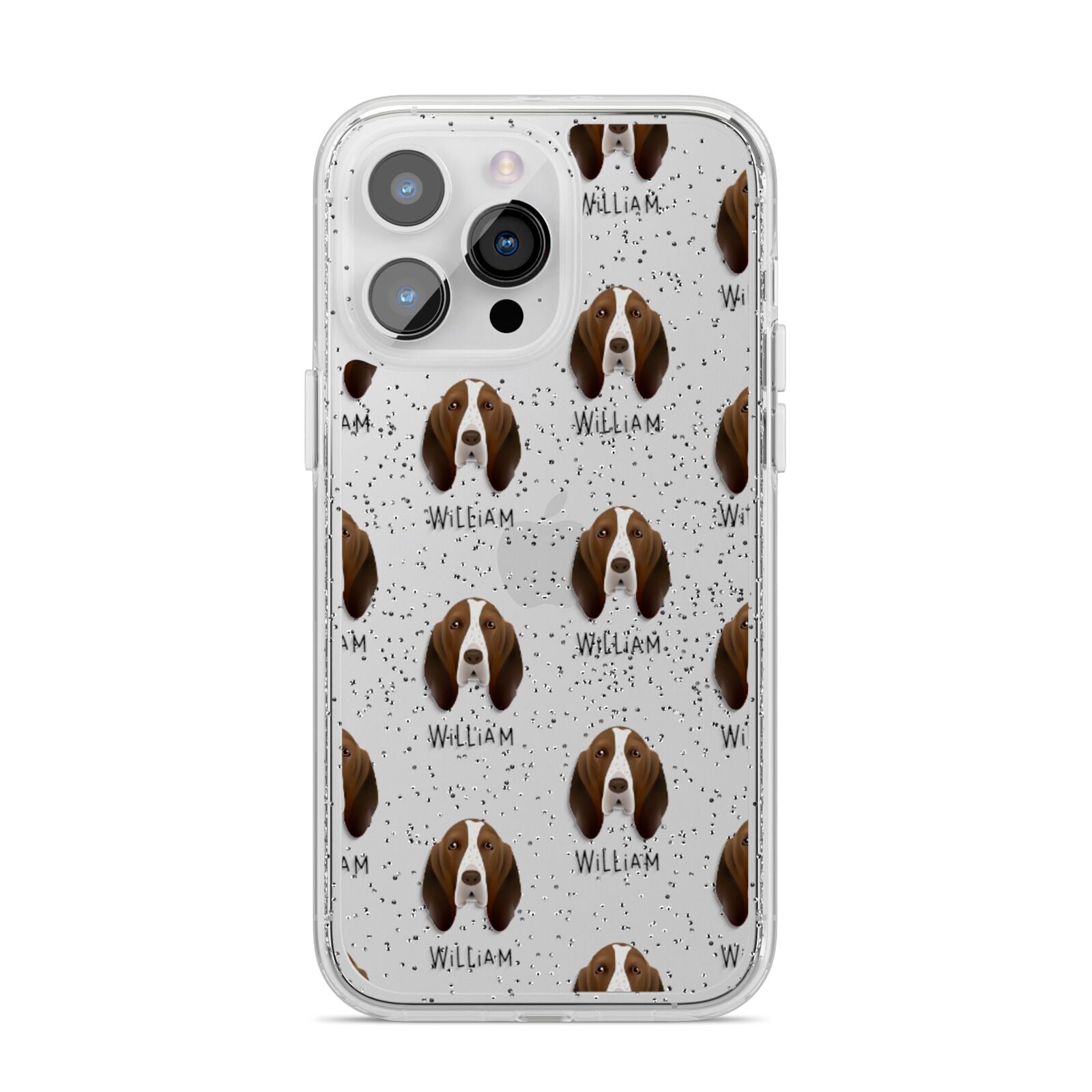 Bracco Italiano Icon with Name iPhone 14 Pro Max Glitter Tough Case Silver