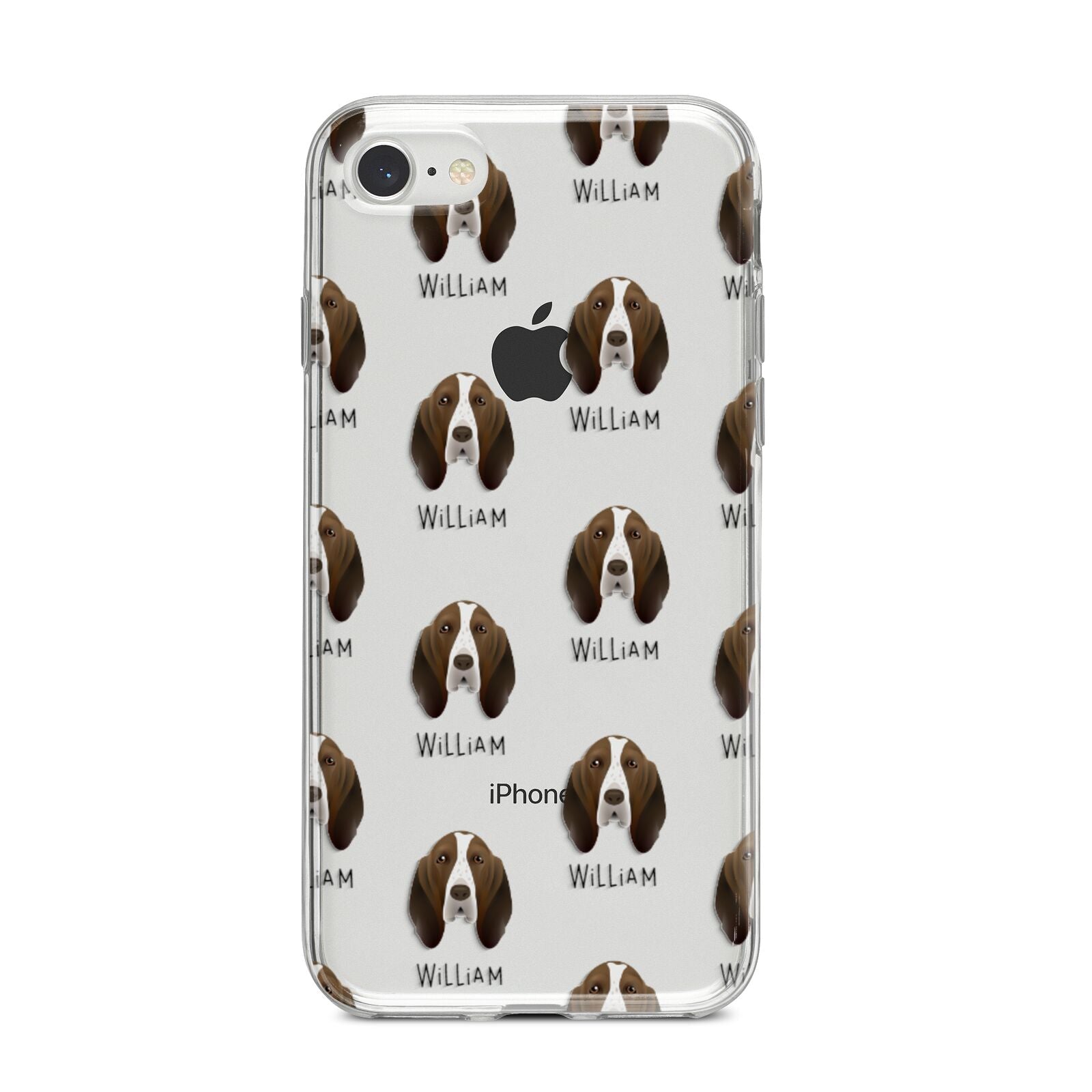 Bracco Italiano Icon with Name iPhone 8 Bumper Case on Silver iPhone