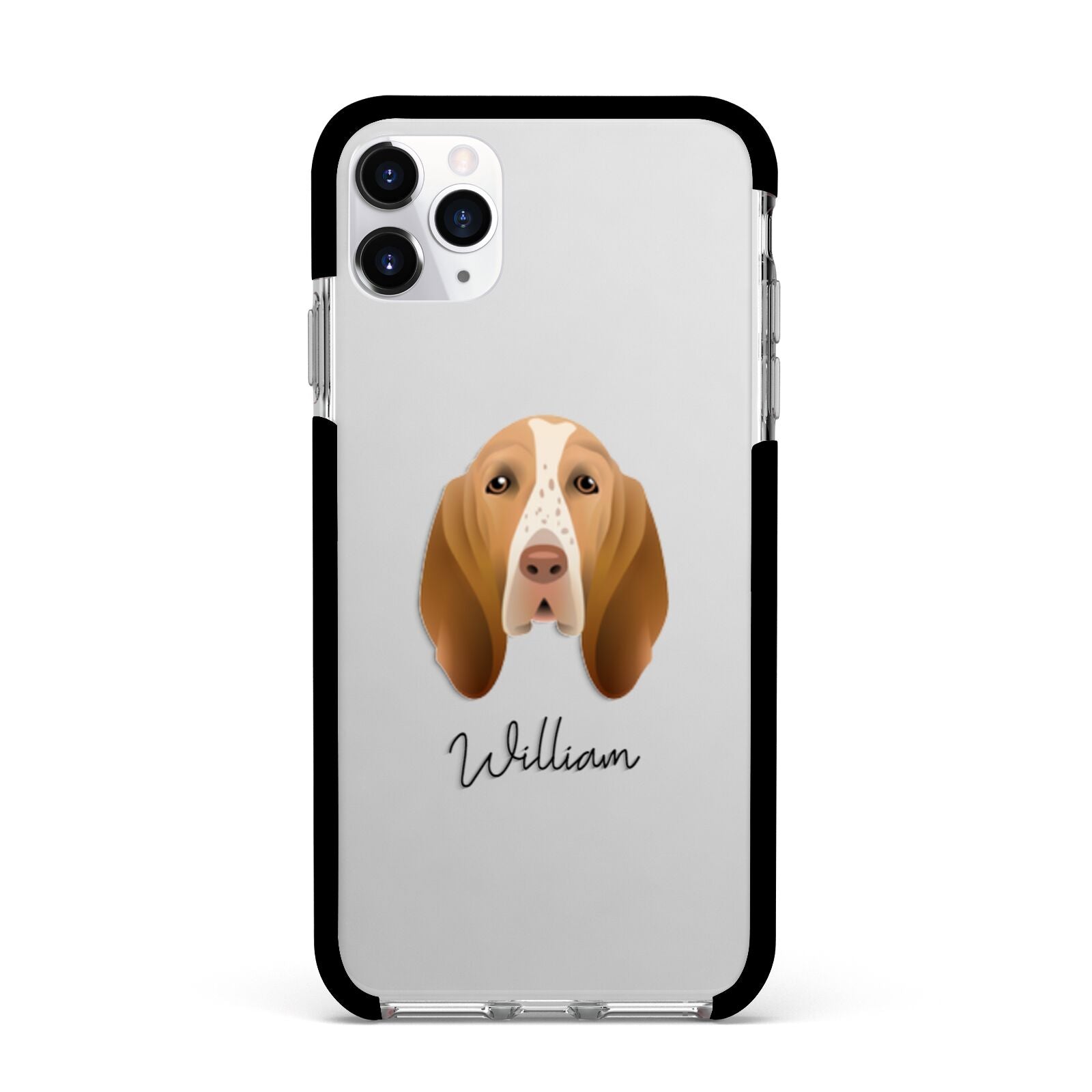 Bracco Italiano Personalised Apple iPhone 11 Pro Max in Silver with Black Impact Case