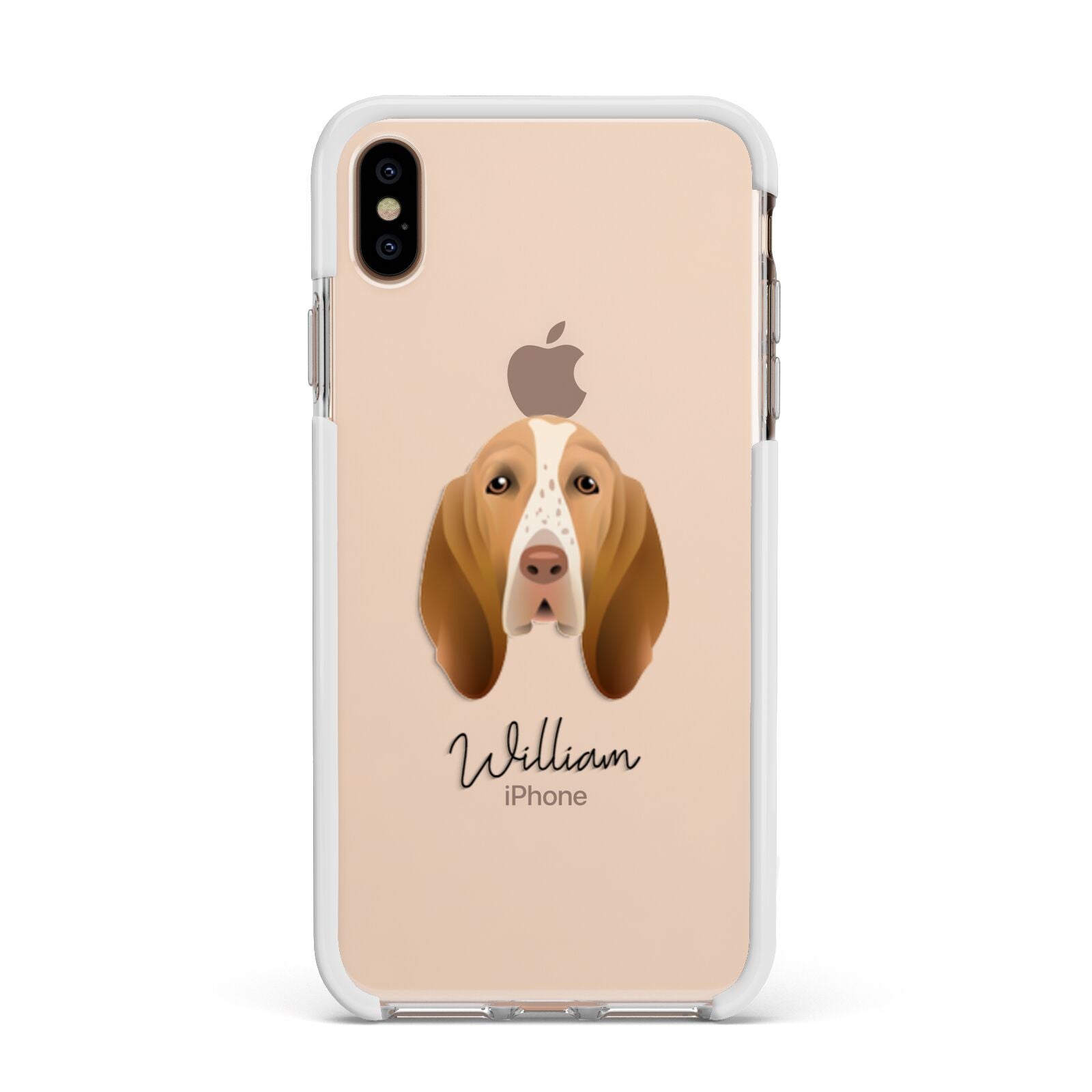 Bracco Italiano Personalised Apple iPhone Xs Max Impact Case White Edge on Gold Phone