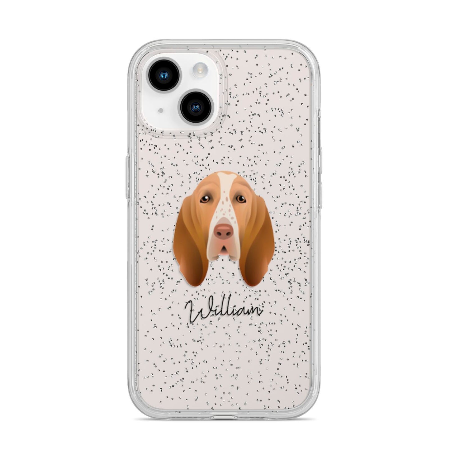 Bracco Italiano Personalised iPhone 14 Glitter Tough Case Starlight