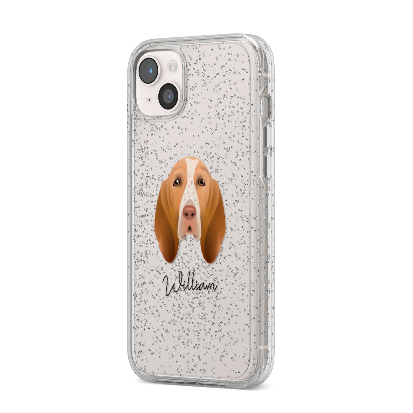 Bracco Italiano Personalised iPhone 14 Plus Glitter Tough Case Starlight Angled Image