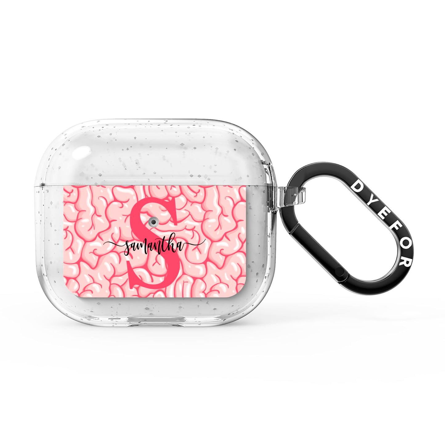 Brain Background with Monogram and Text AirPods Glitter Case 3rd Gen