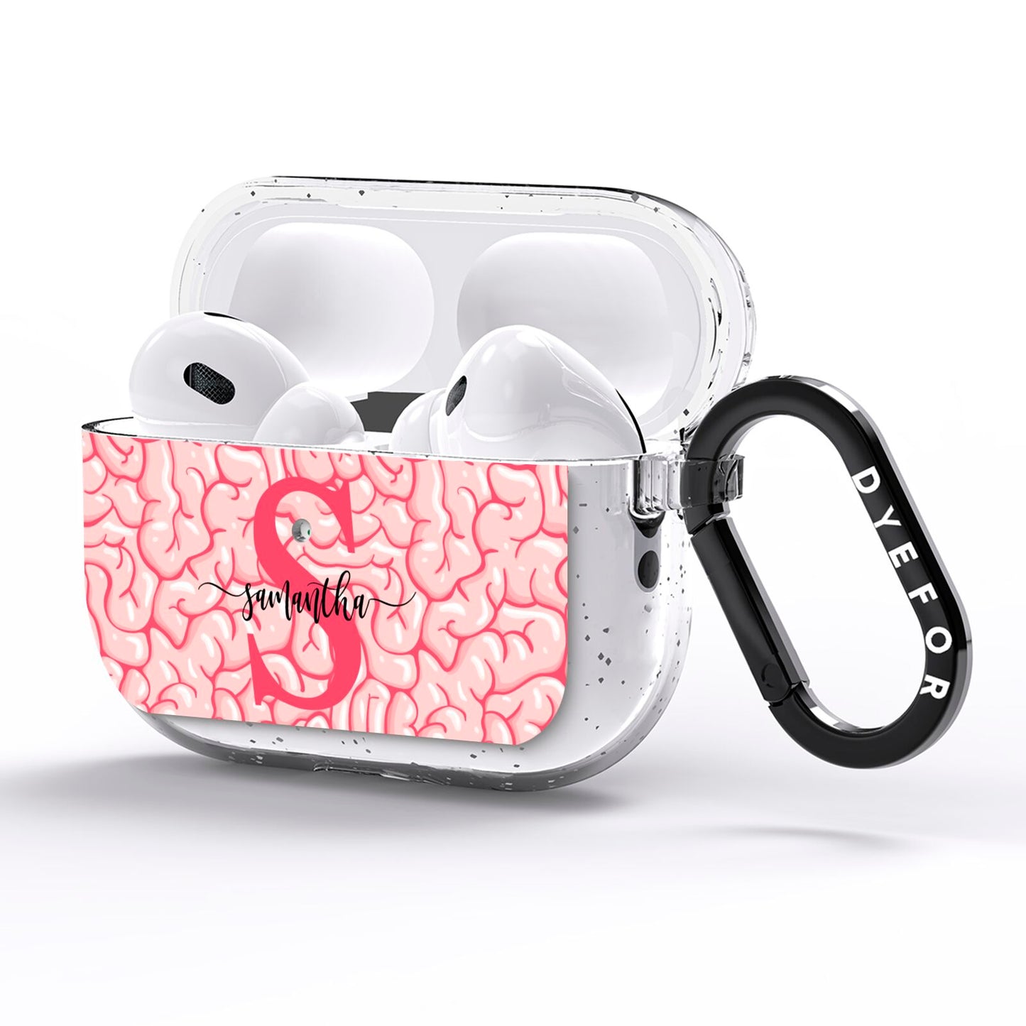 Brain Background with Monogram and Text AirPods Pro Glitter Case Side Image