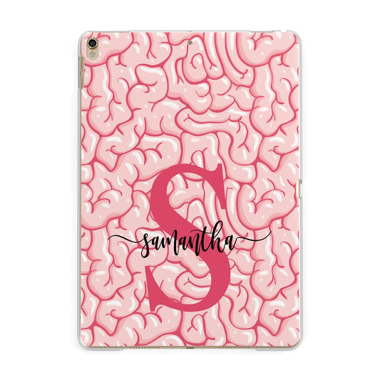 Brain Background with Monogram and Text Apple iPad Gold Case
