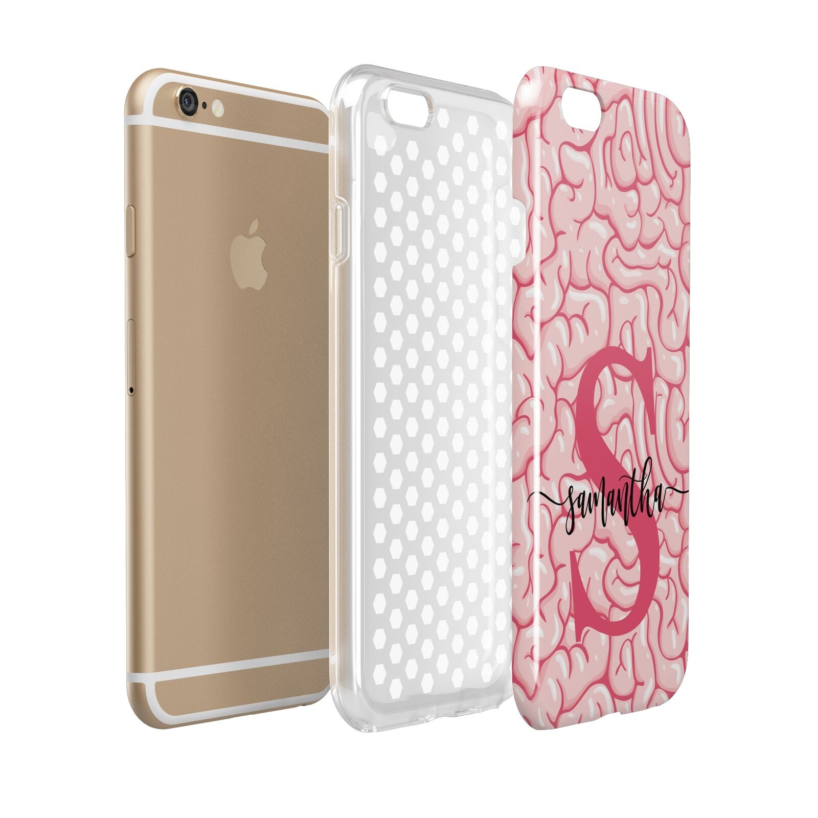 Brain Background with Monogram and Text Apple iPhone 6 3D Tough Case Expanded view