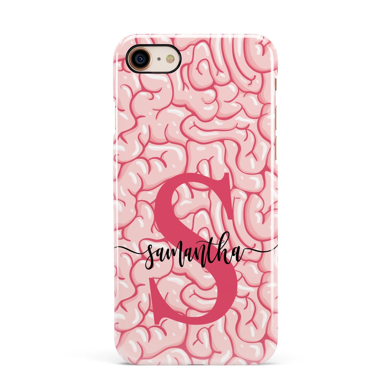 Brain Background with Monogram and Text Apple iPhone 7 8 3D Snap Case