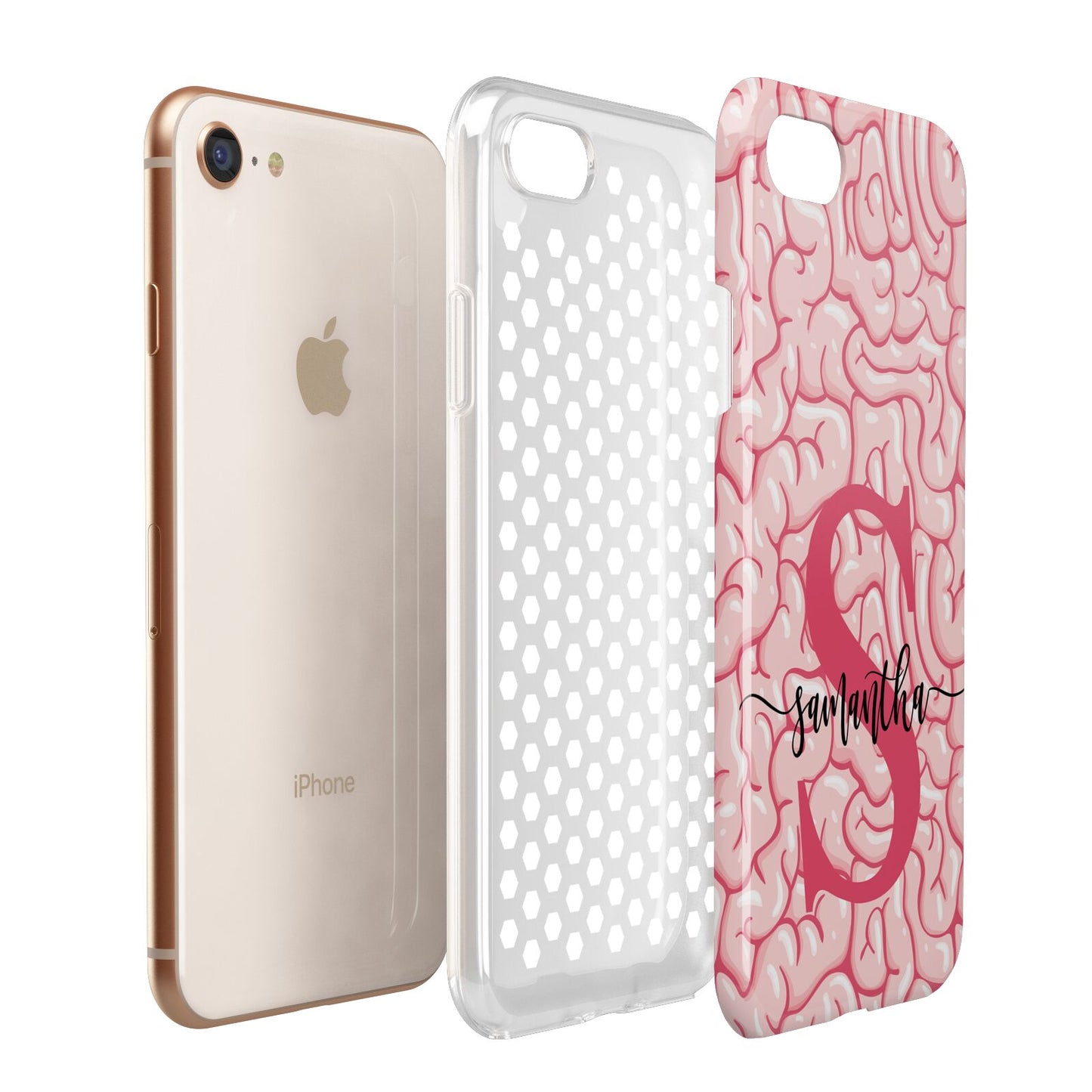 Brain Background with Monogram and Text Apple iPhone 7 8 3D Tough Case Expanded View