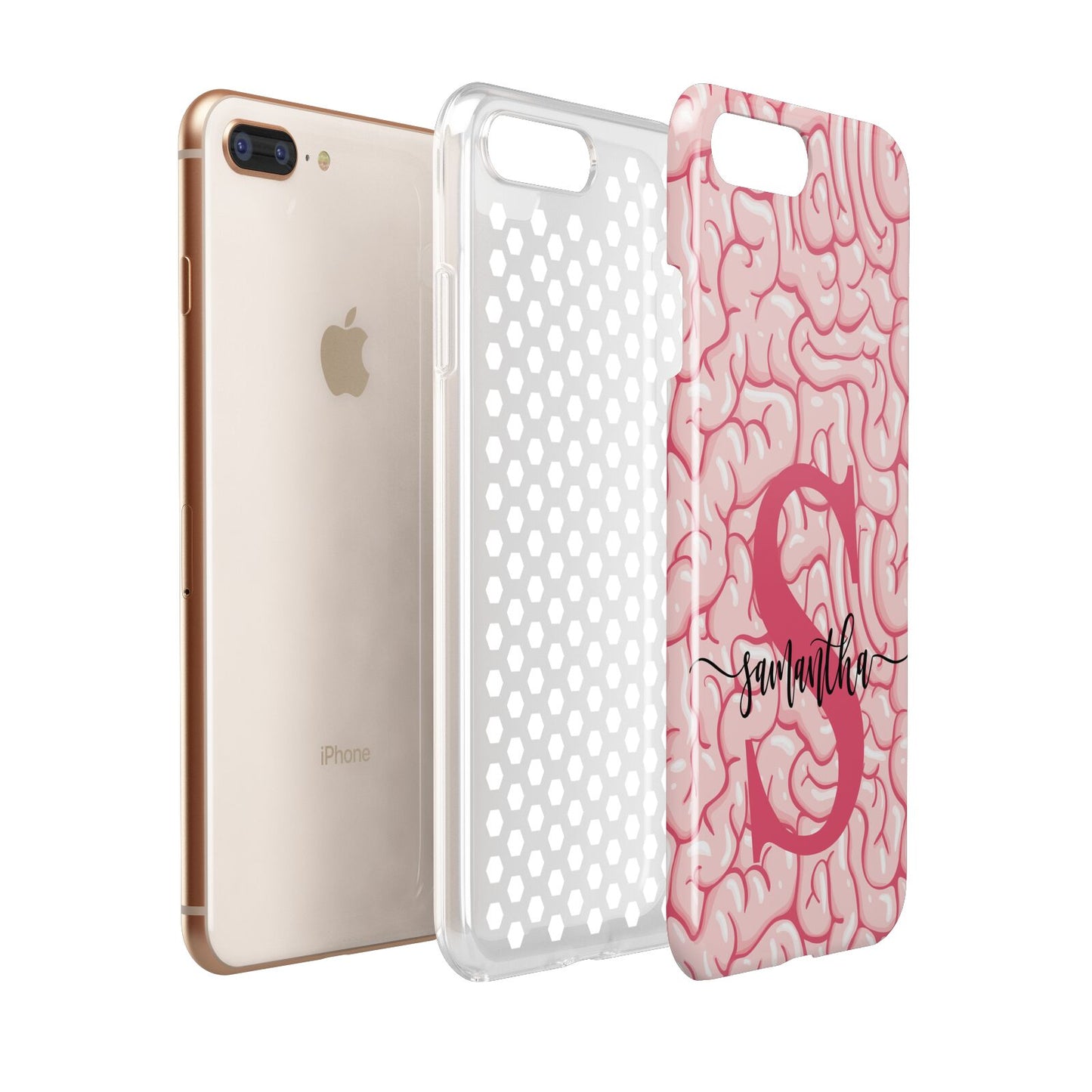 Brain Background with Monogram and Text Apple iPhone 7 8 Plus 3D Tough Case Expanded View