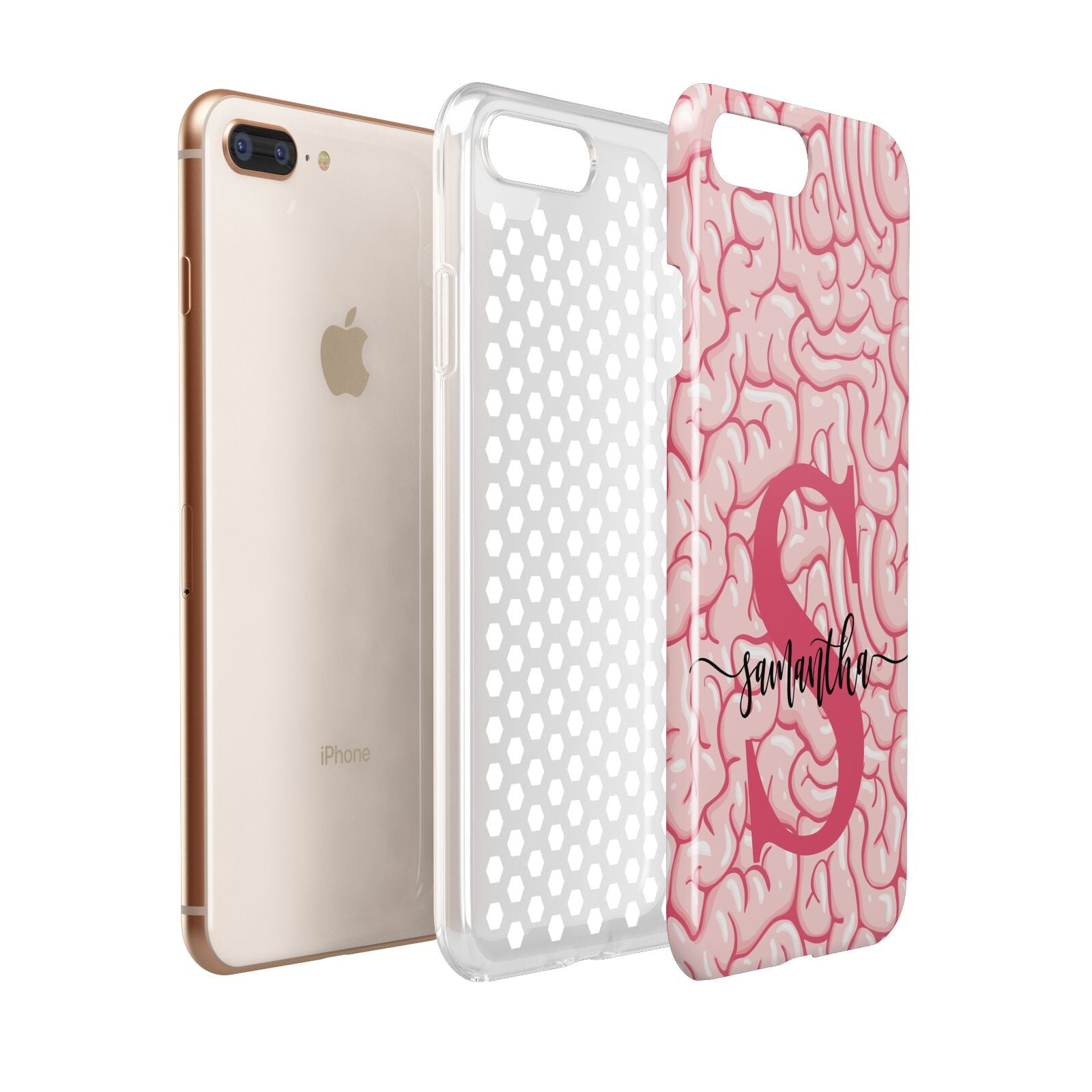 Brain Background with Monogram and Text Apple iPhone 7 8 Plus 3D Tough Case Expanded View