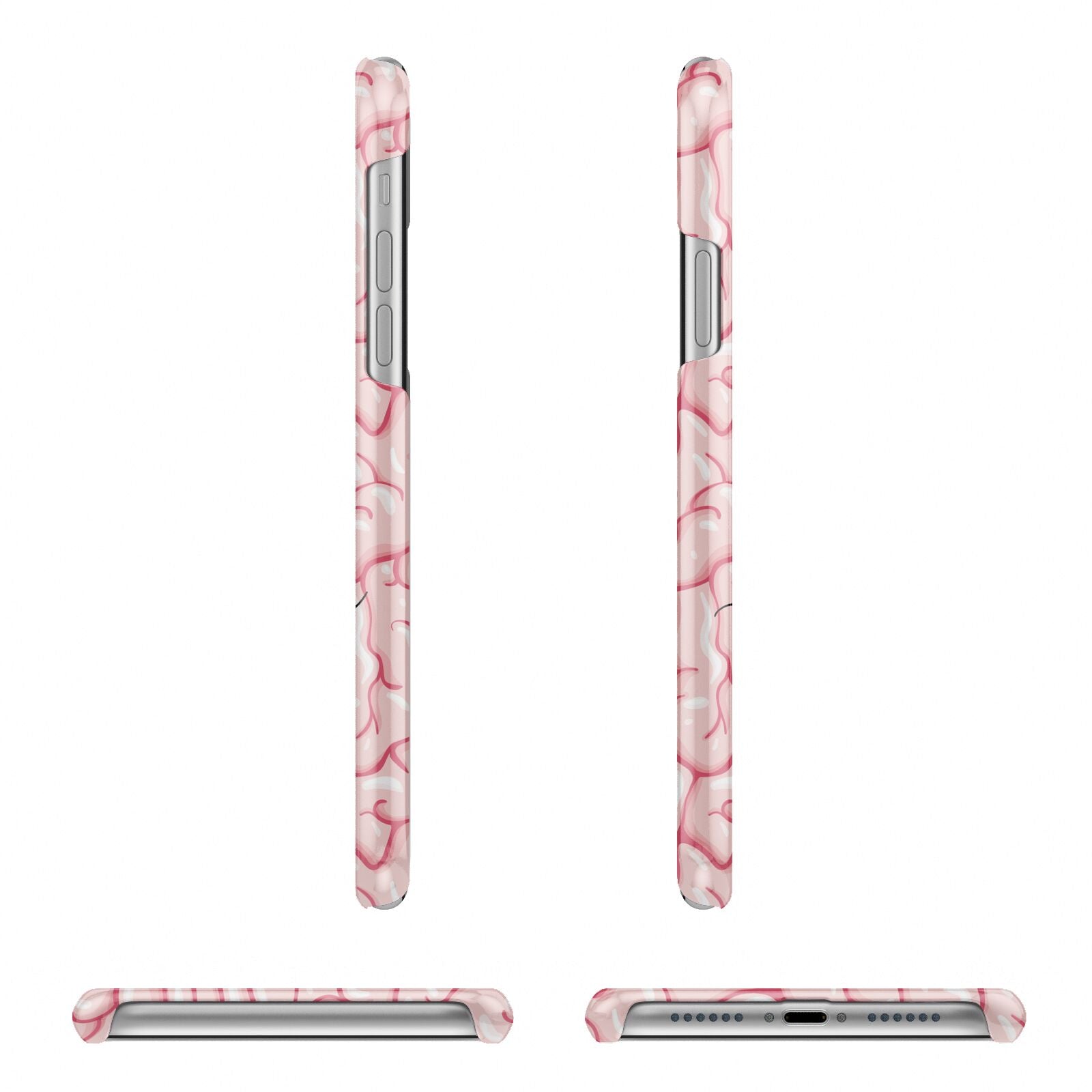 Brain Background with Monogram and Text Apple iPhone XR 3D Wrap Snap Case Angled Images on White Phone