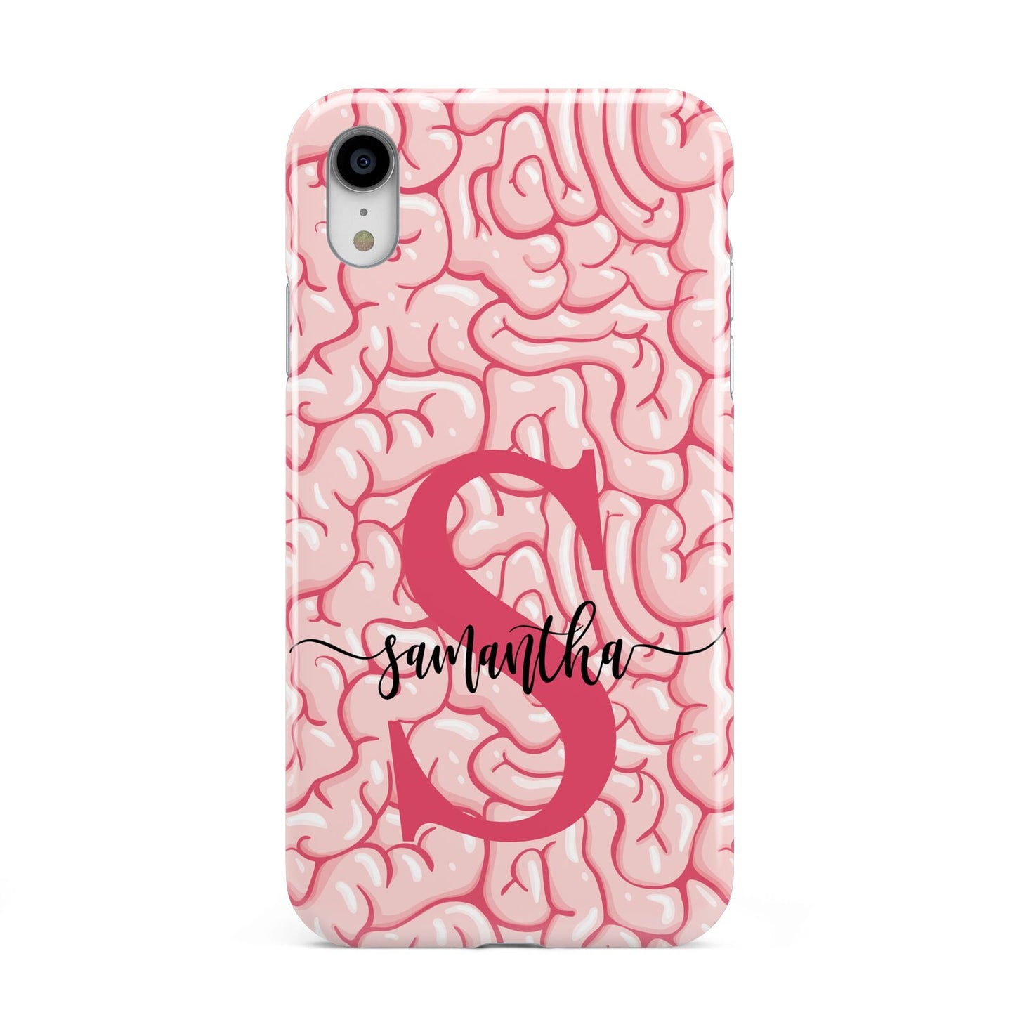 Brain Background with Monogram and Text Apple iPhone XR White 3D Tough Case
