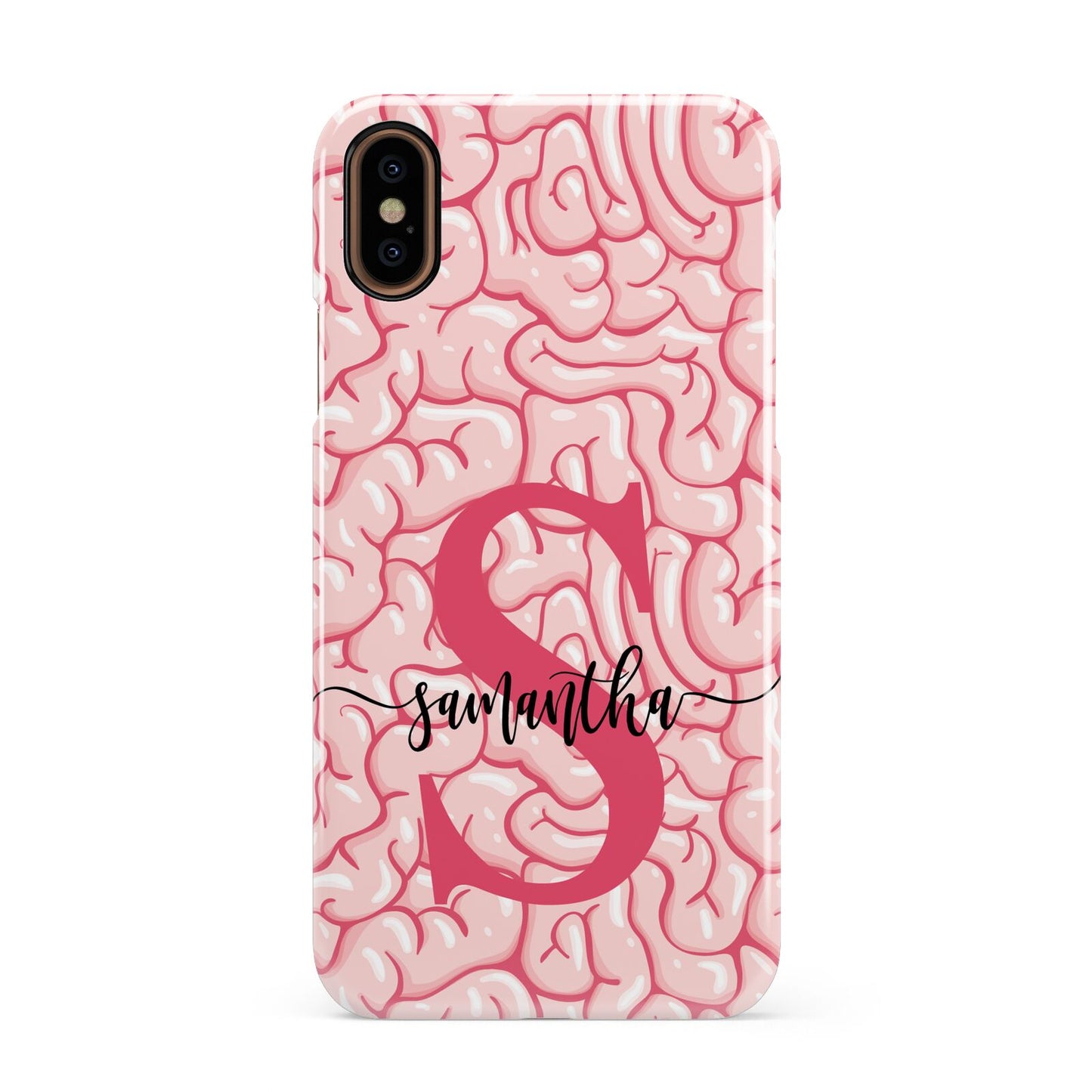Brain Background with Monogram and Text Apple iPhone XS 3D Snap Case