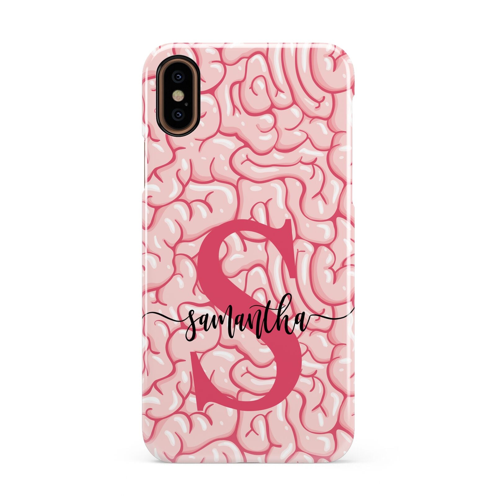 Brain Background with Monogram and Text Apple iPhone XS 3D Snap Case