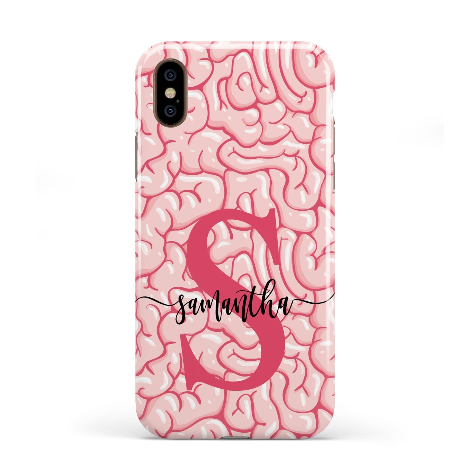 Brain Background with Monogram and Text Apple iPhone XS 3D Tough