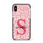 Brain Background with Monogram and Text Apple iPhone Xs Impact Case Black Edge on Silver Phone