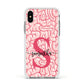 Brain Background with Monogram and Text Apple iPhone Xs Impact Case White Edge on Silver Phone
