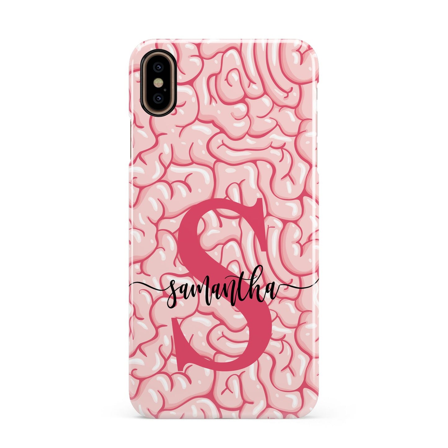 Brain Background with Monogram and Text Apple iPhone Xs Max 3D Snap Case