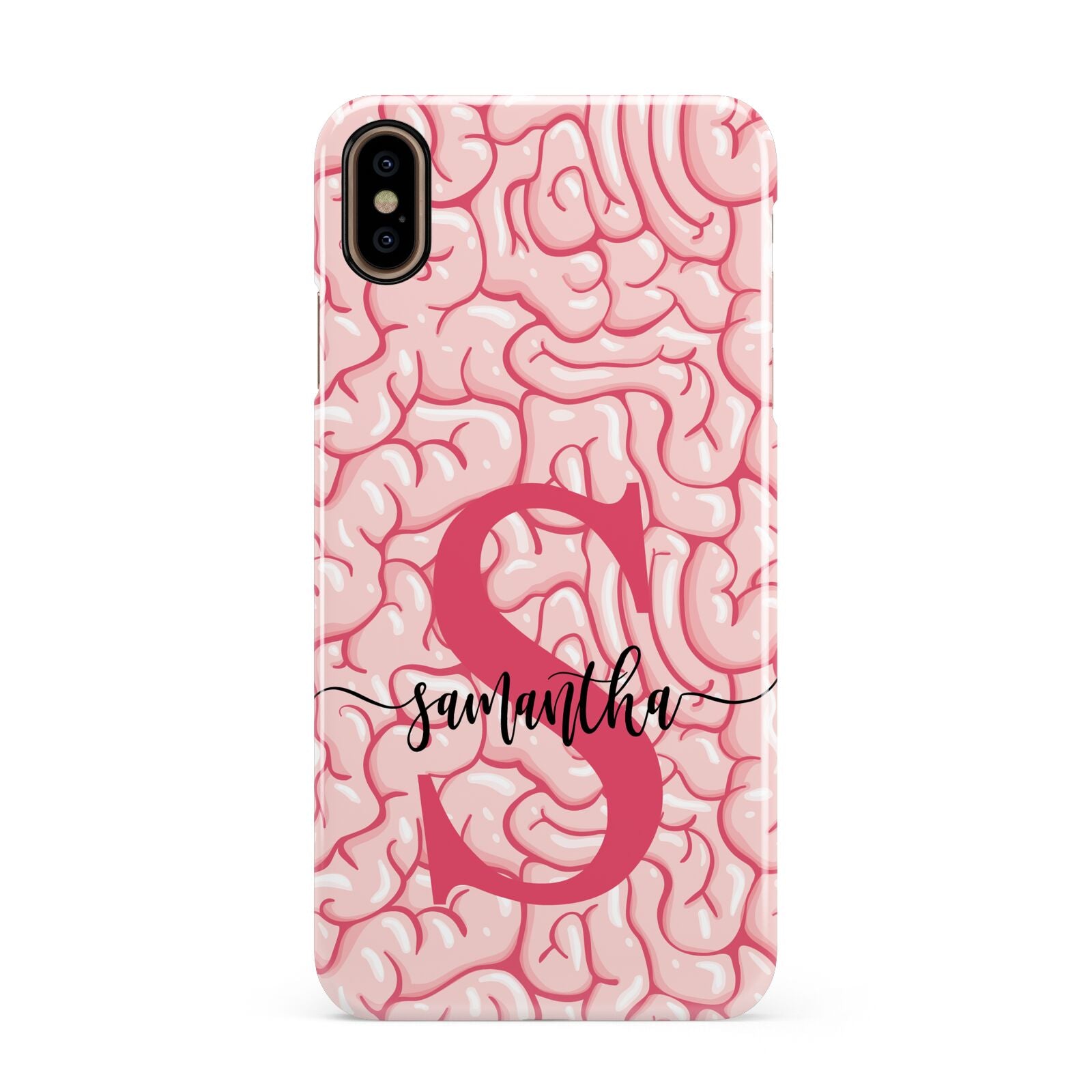 Brain Background with Monogram and Text Apple iPhone Xs Max 3D Snap Case