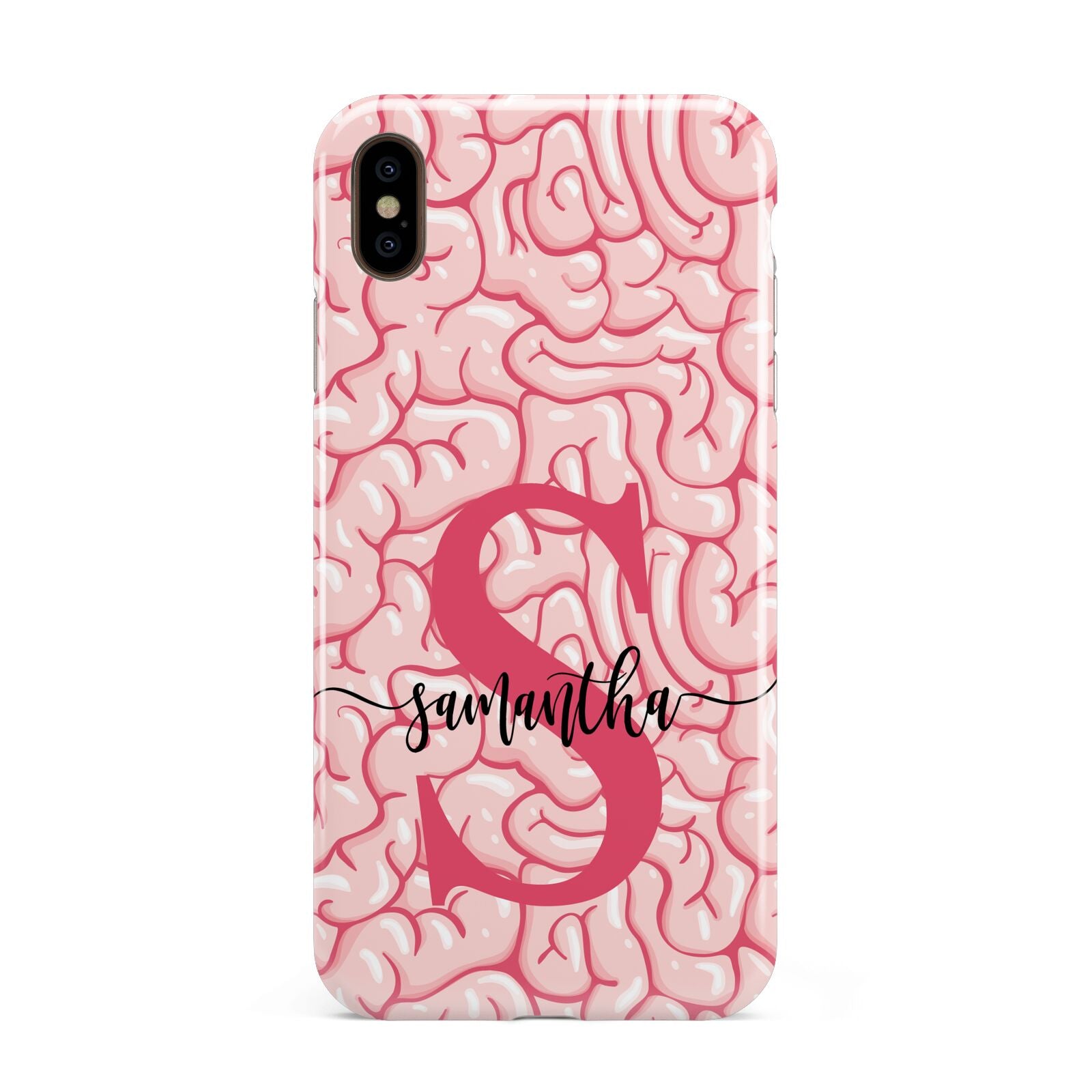 Brain Background with Monogram and Text Apple iPhone Xs Max 3D Tough Case